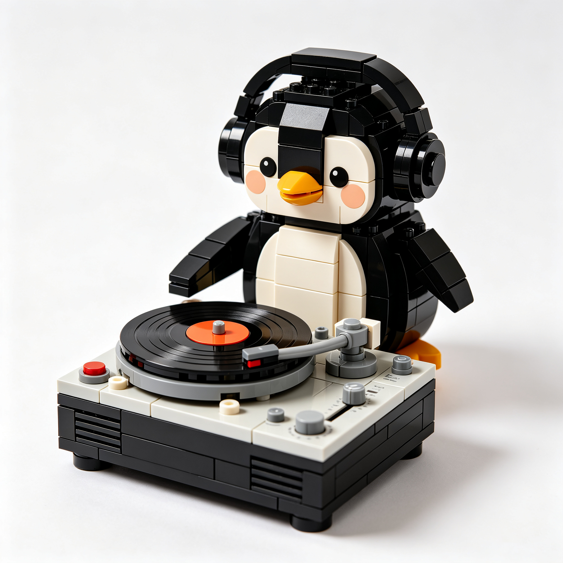 Cute Penguin DJ Building Block Set