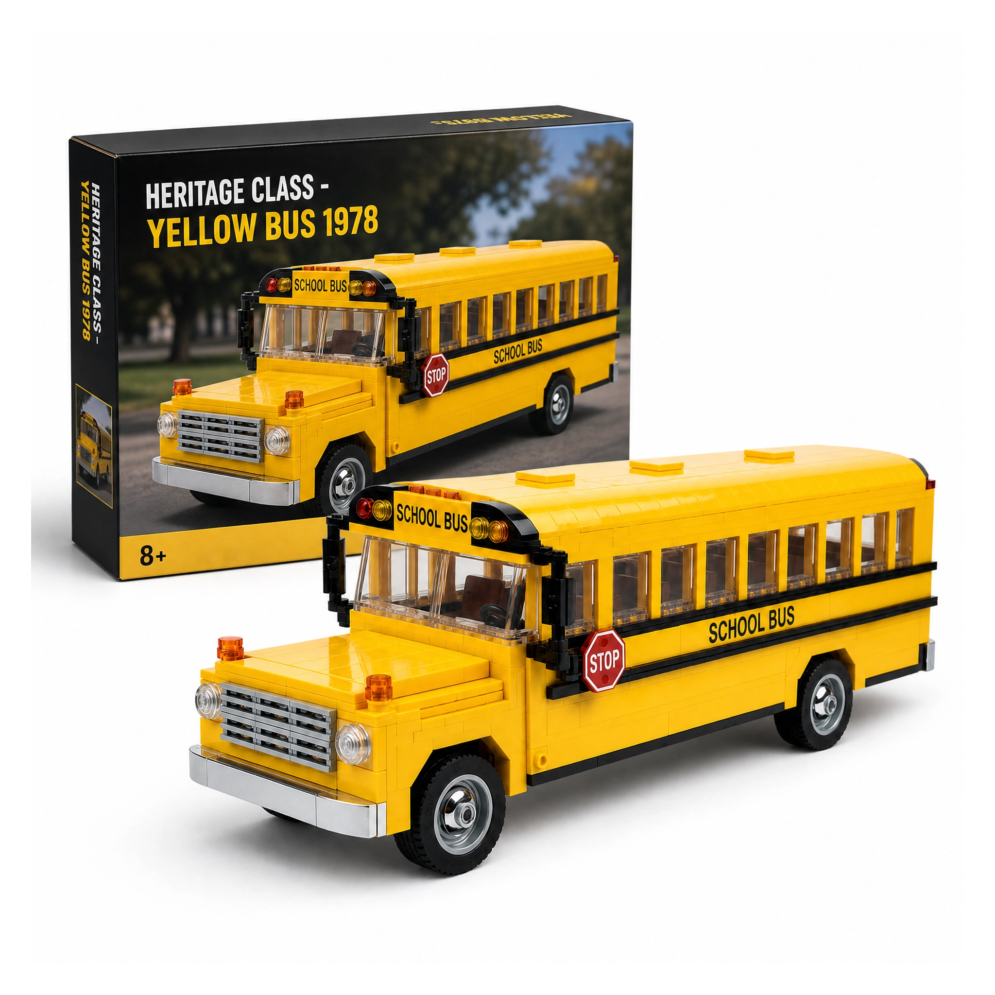 Classic 1978 Yellow Bus Building Set