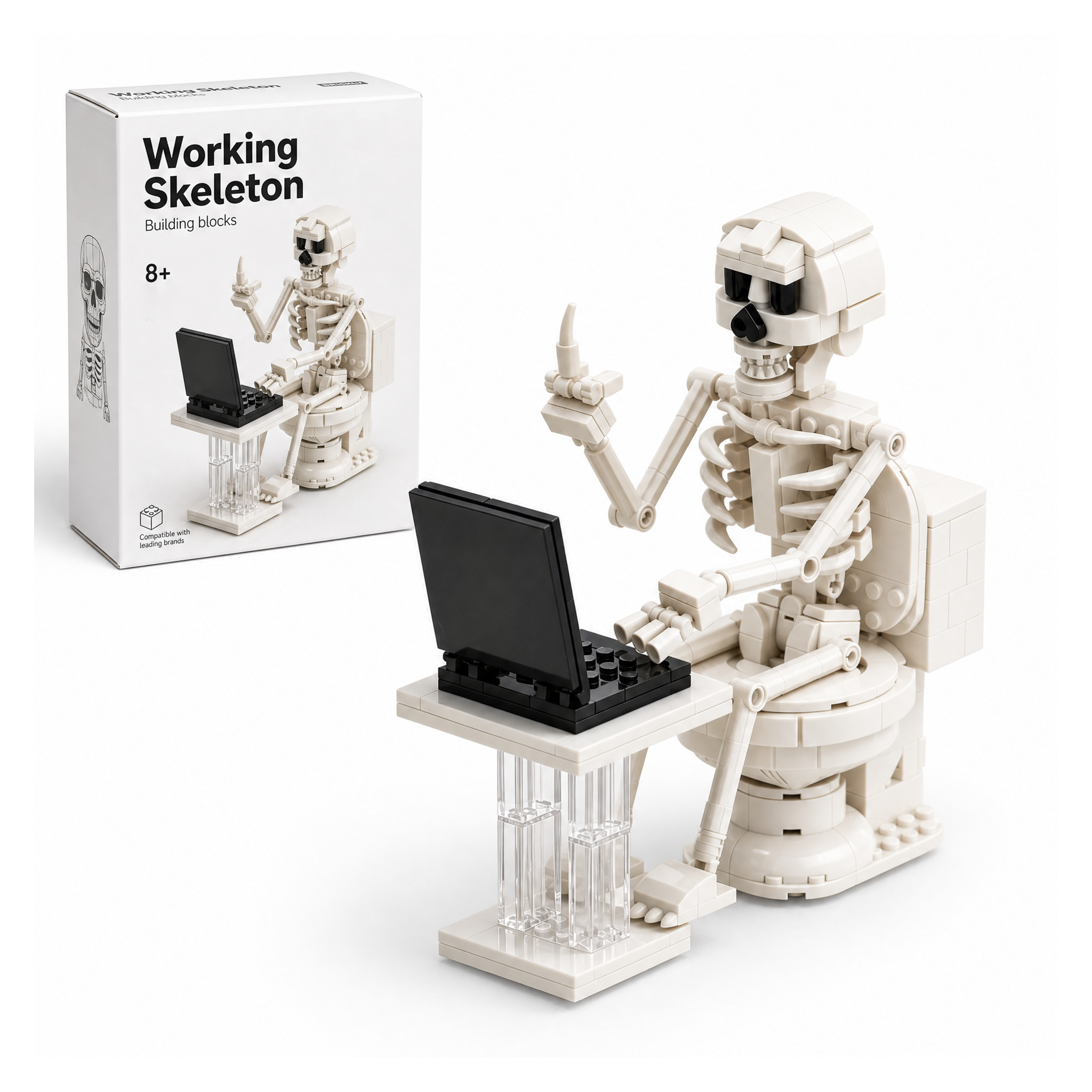 Working Skeleton Office Toilet Building Set