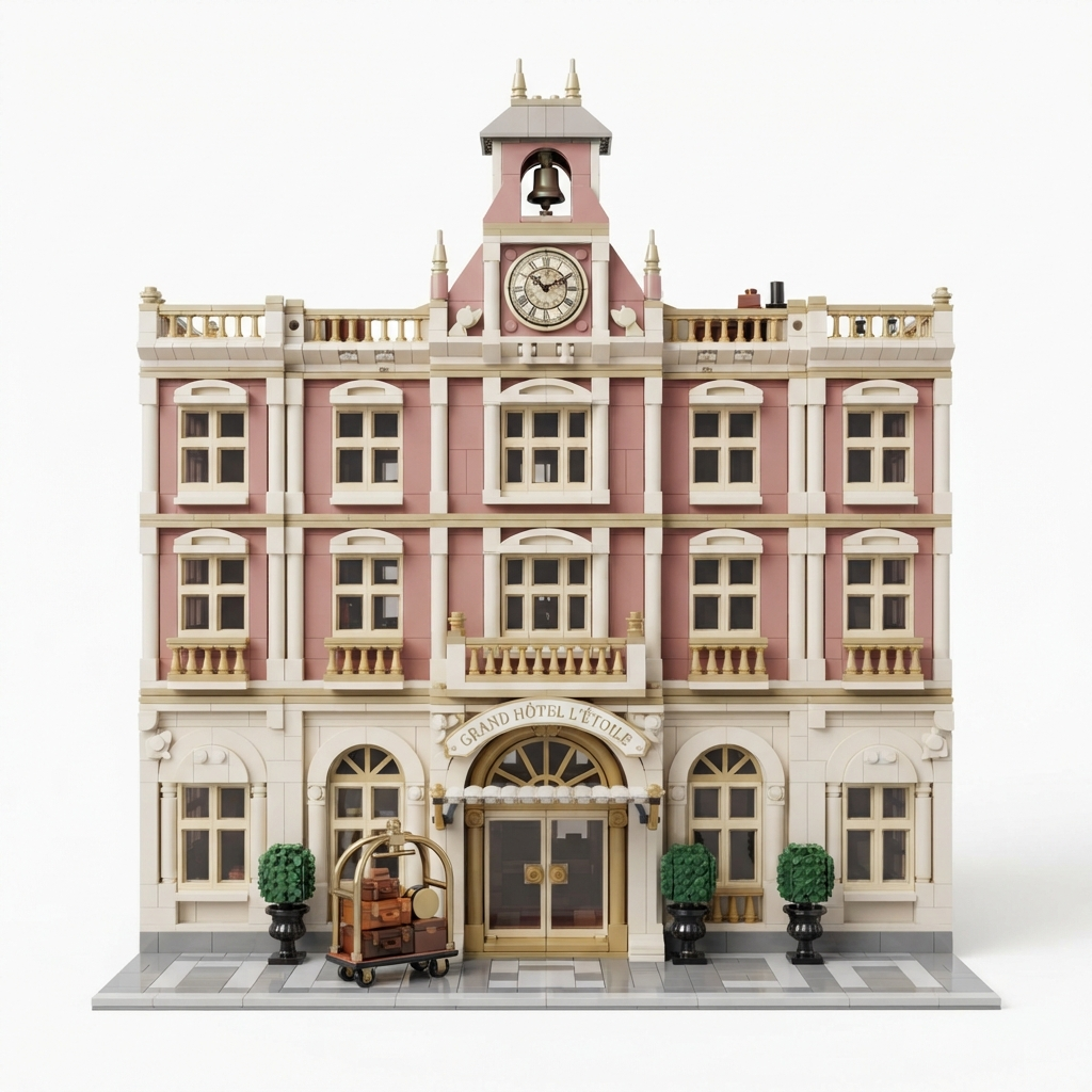 Grand Budapest Style Pink Hotel Building Set