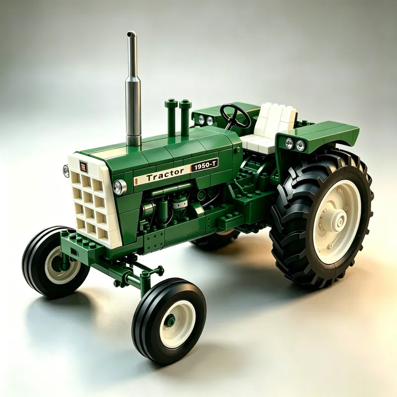 1950 Heritage Series Retro Tractor Building Block Set - Green Field Collector's Edition