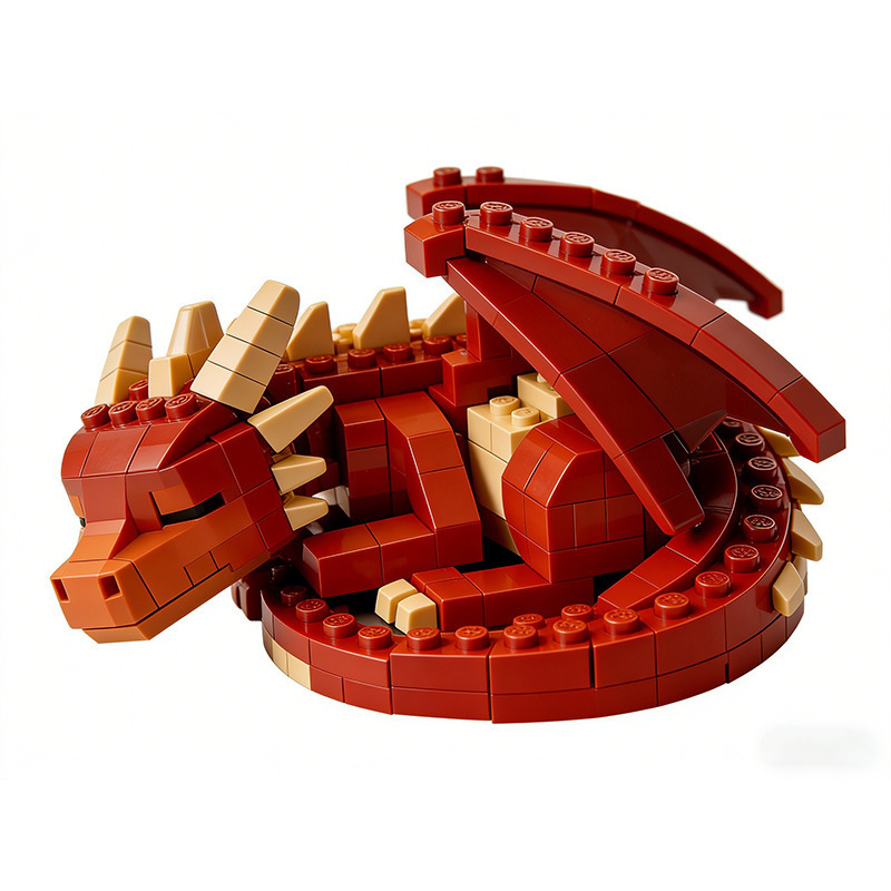 Lucky Red Dragon Building Blocks Ornament, Compatible with LEGO, Educational Assembly Toy