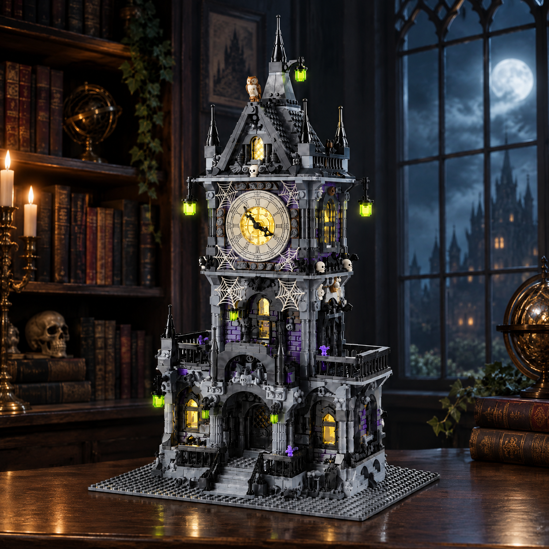 Gothic Owl Clock Tower Building Set