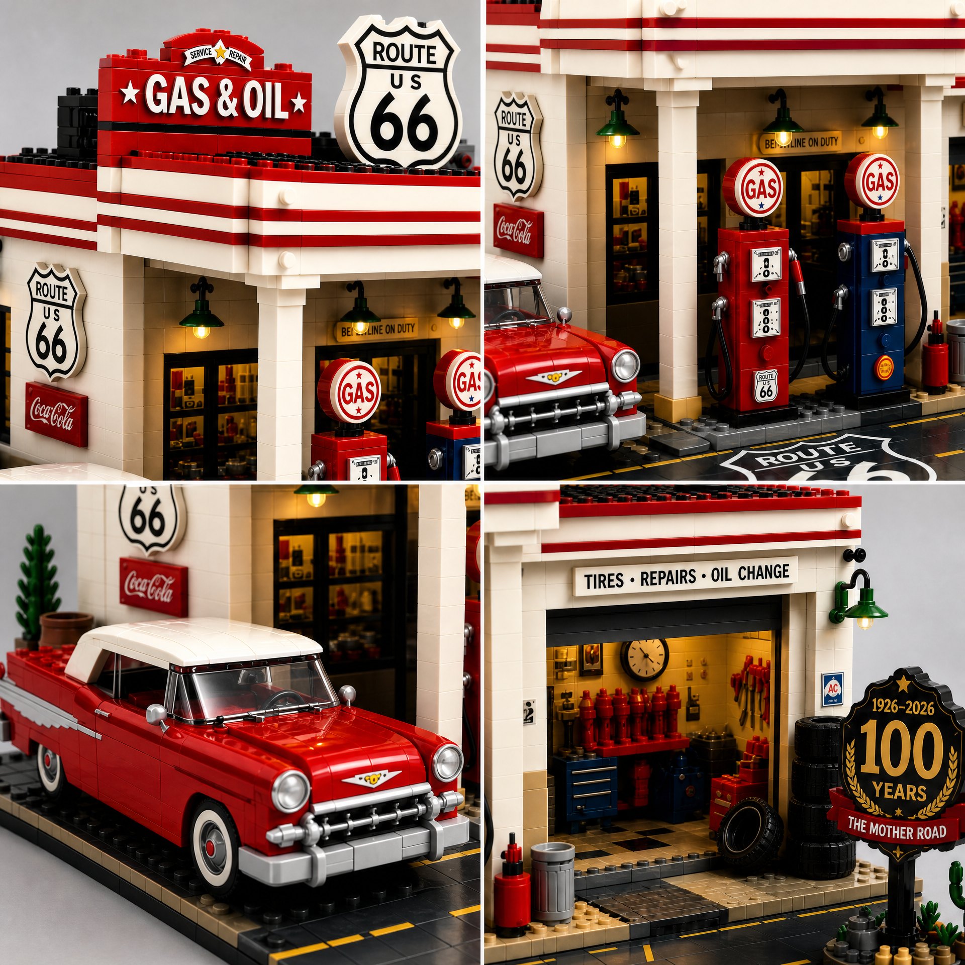 Vintage American Highway Gas Station Building Set