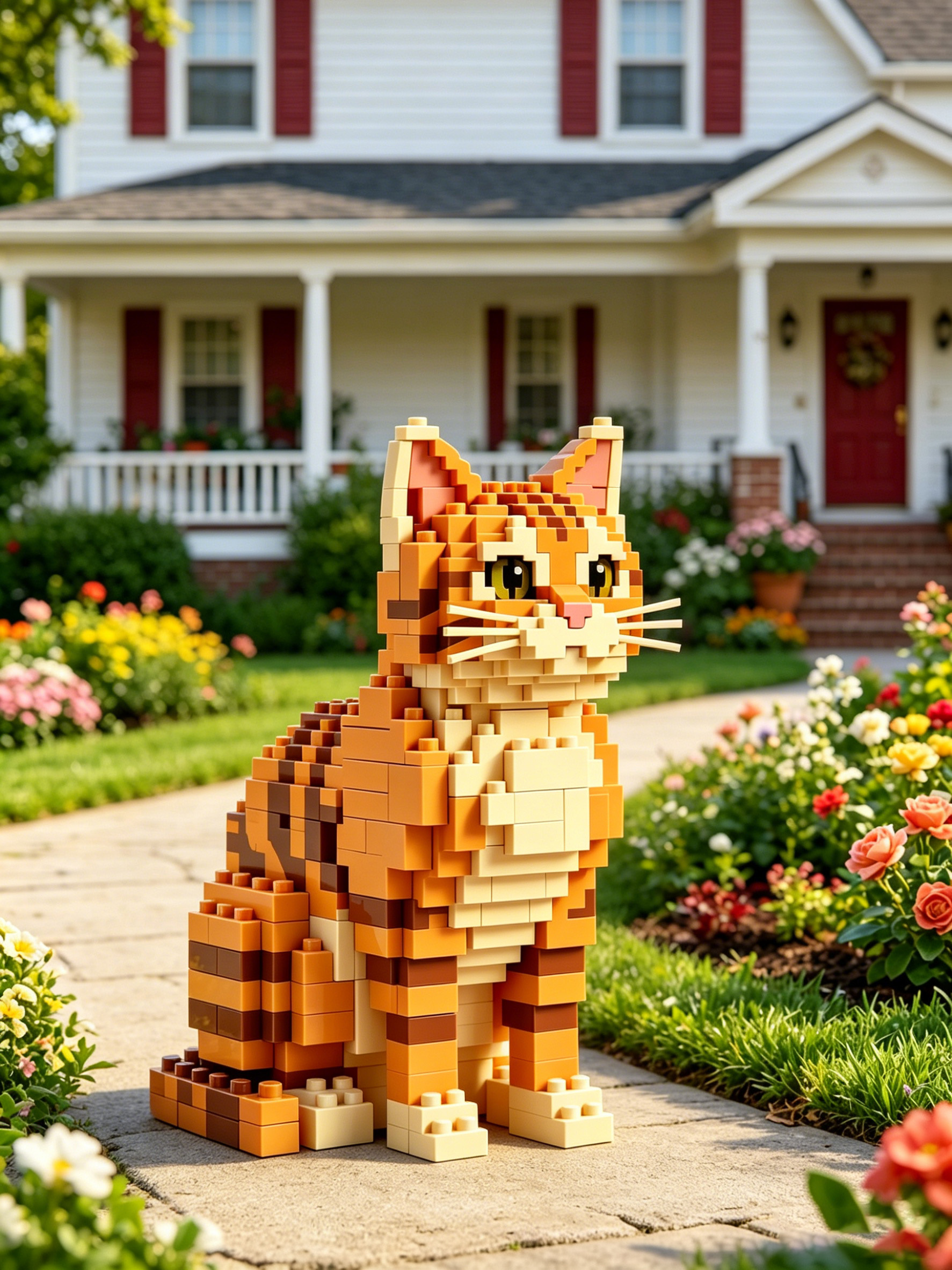 Orange Tabby Building Block Ornament
