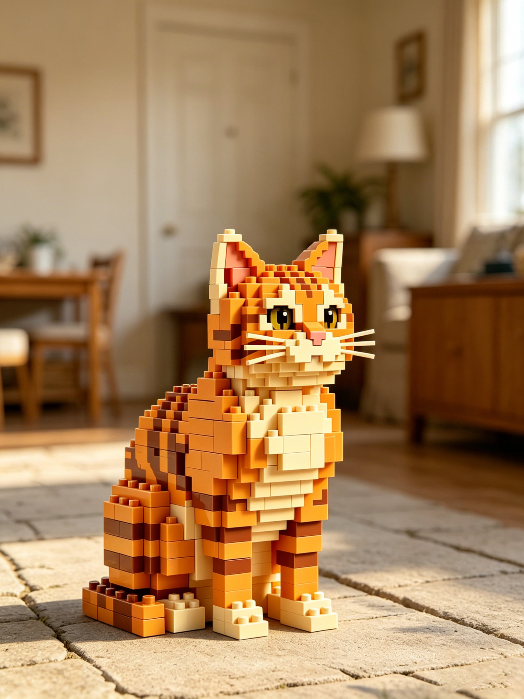 Orange Tabby Building Block Ornament