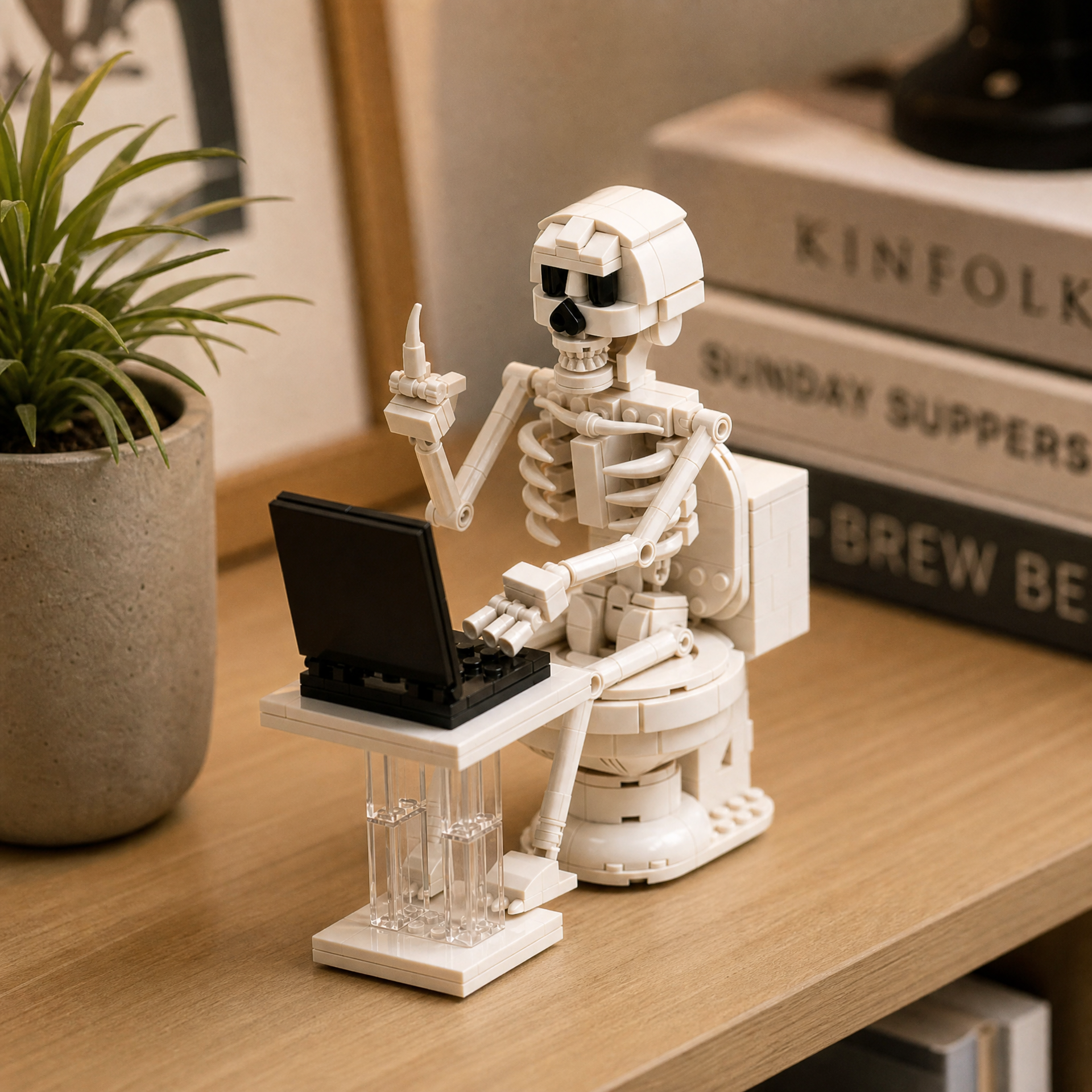 Working Skeleton Office Toilet Building Set