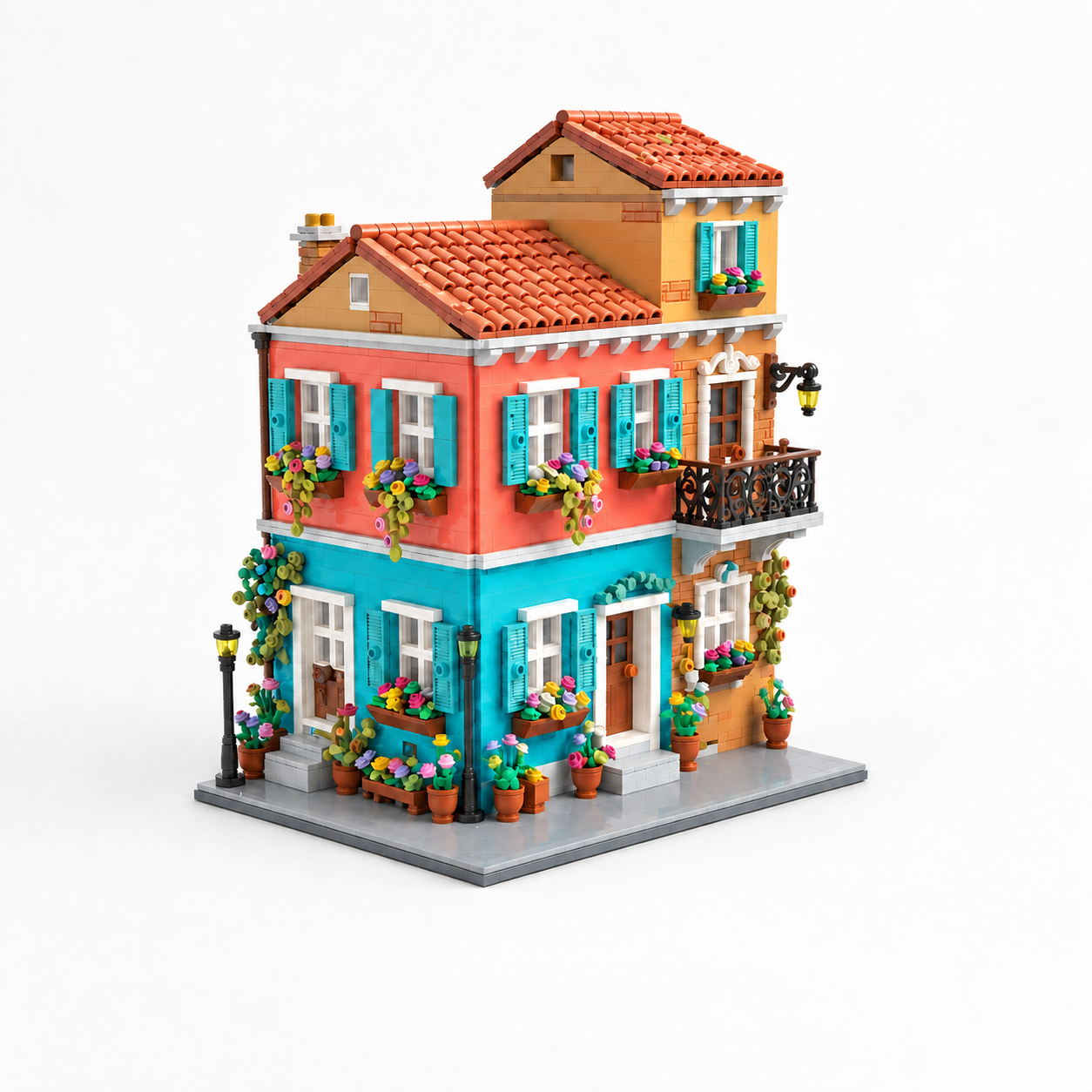 Italian Canal Colorful House Building Set