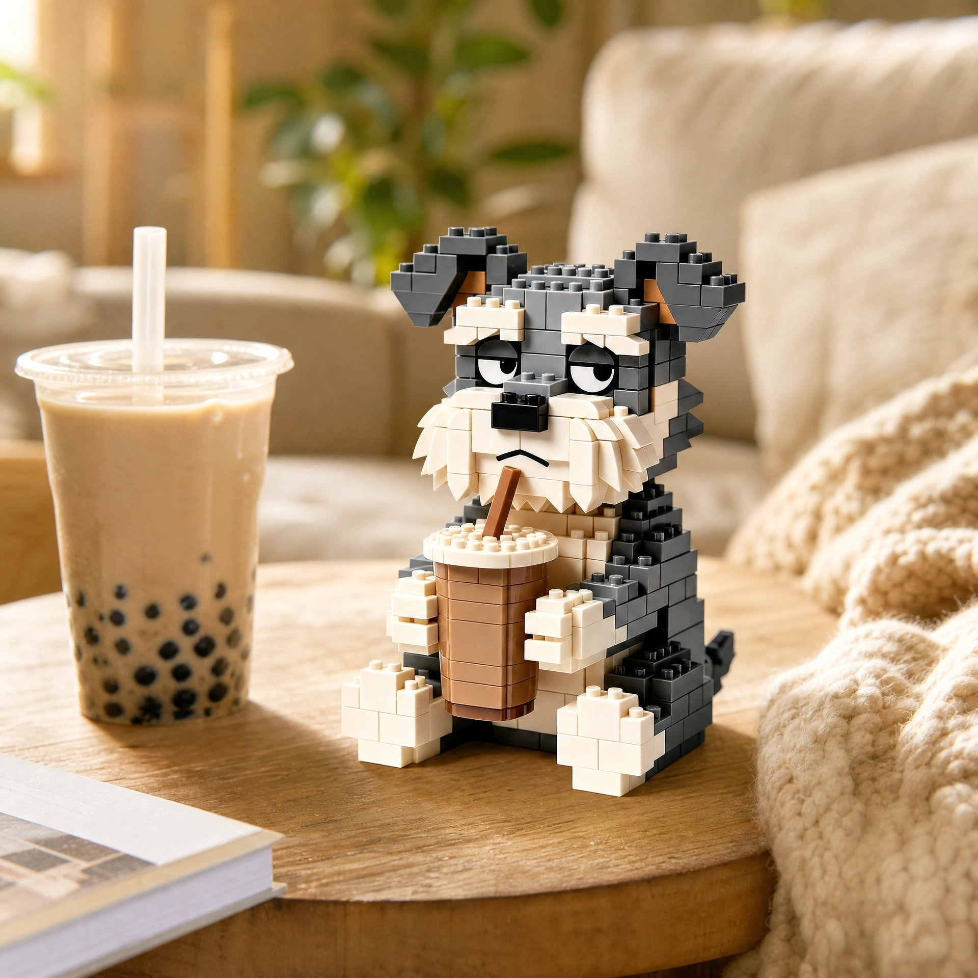 Funny Grumpy Schnauzer Dog Building Kit