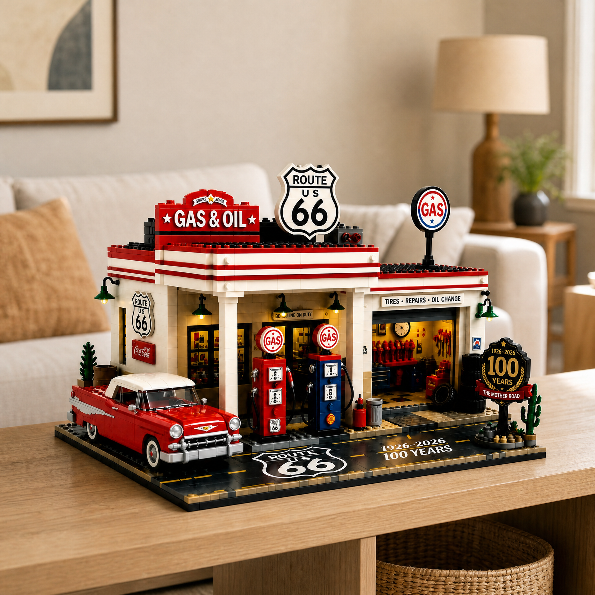 Vintage American Highway Gas Station Building Set
