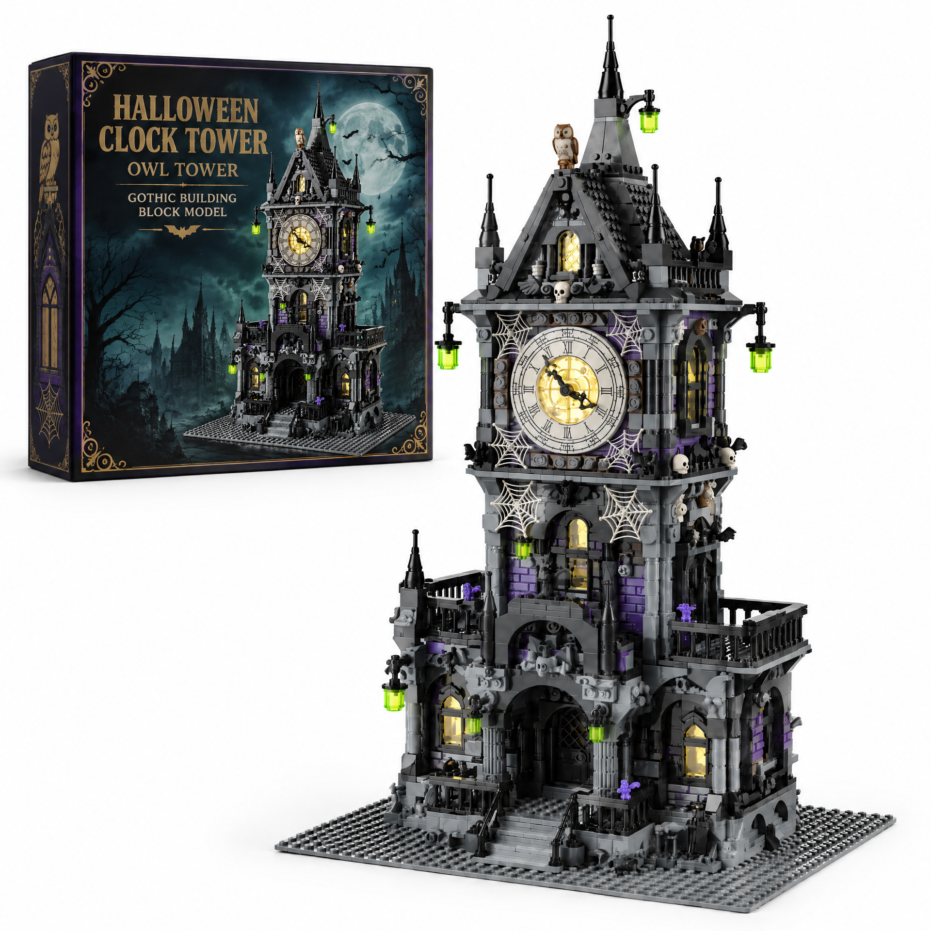 Gothic Owl Clock Tower Building Set