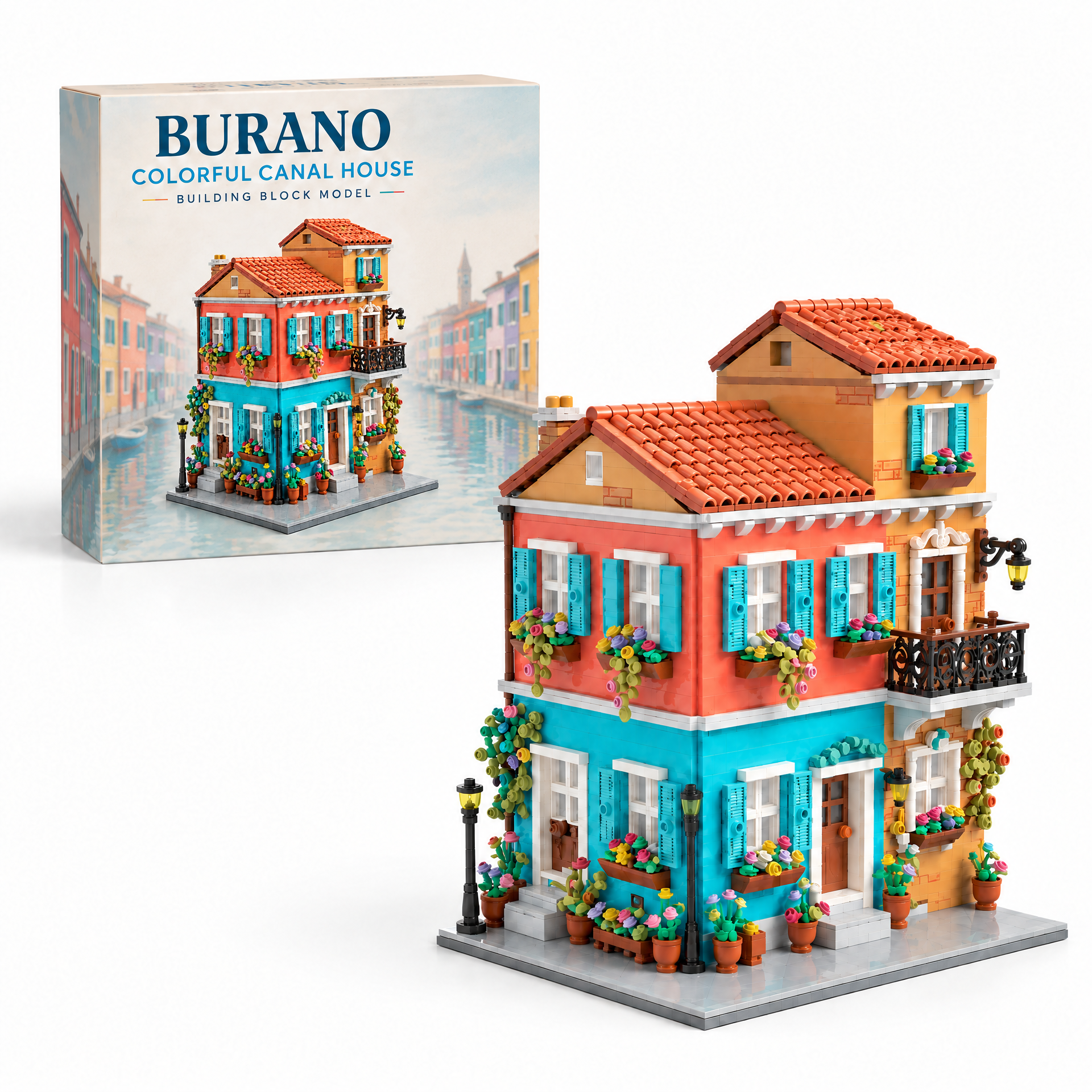Italian Canal Colorful House Building Set