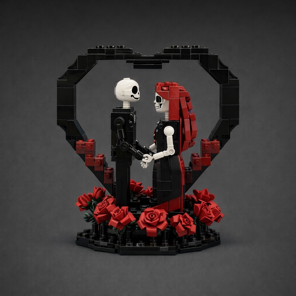 Halloween Gothic Skeleton Lovers Building Blocks