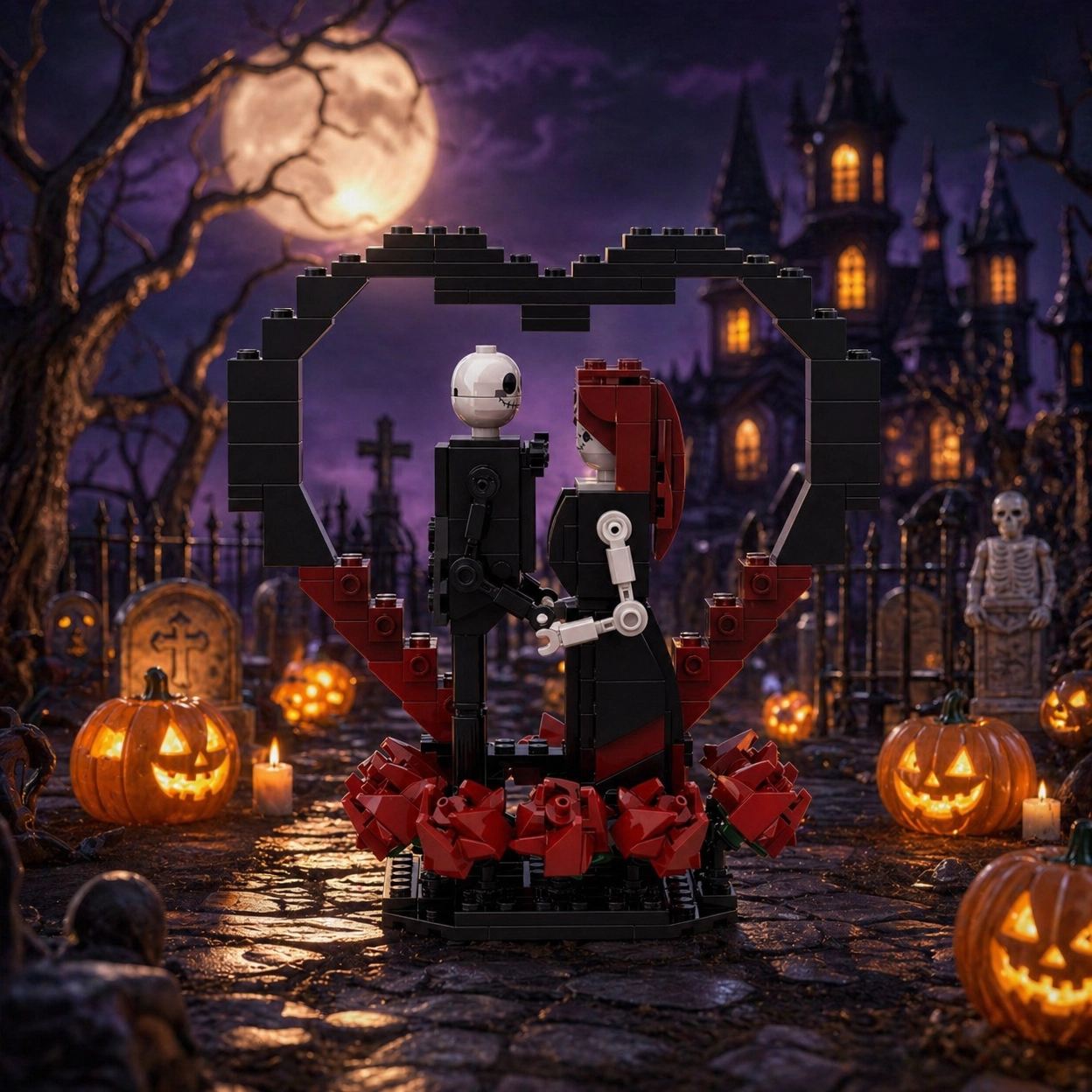 Halloween Gothic Skeleton Lovers Building Blocks