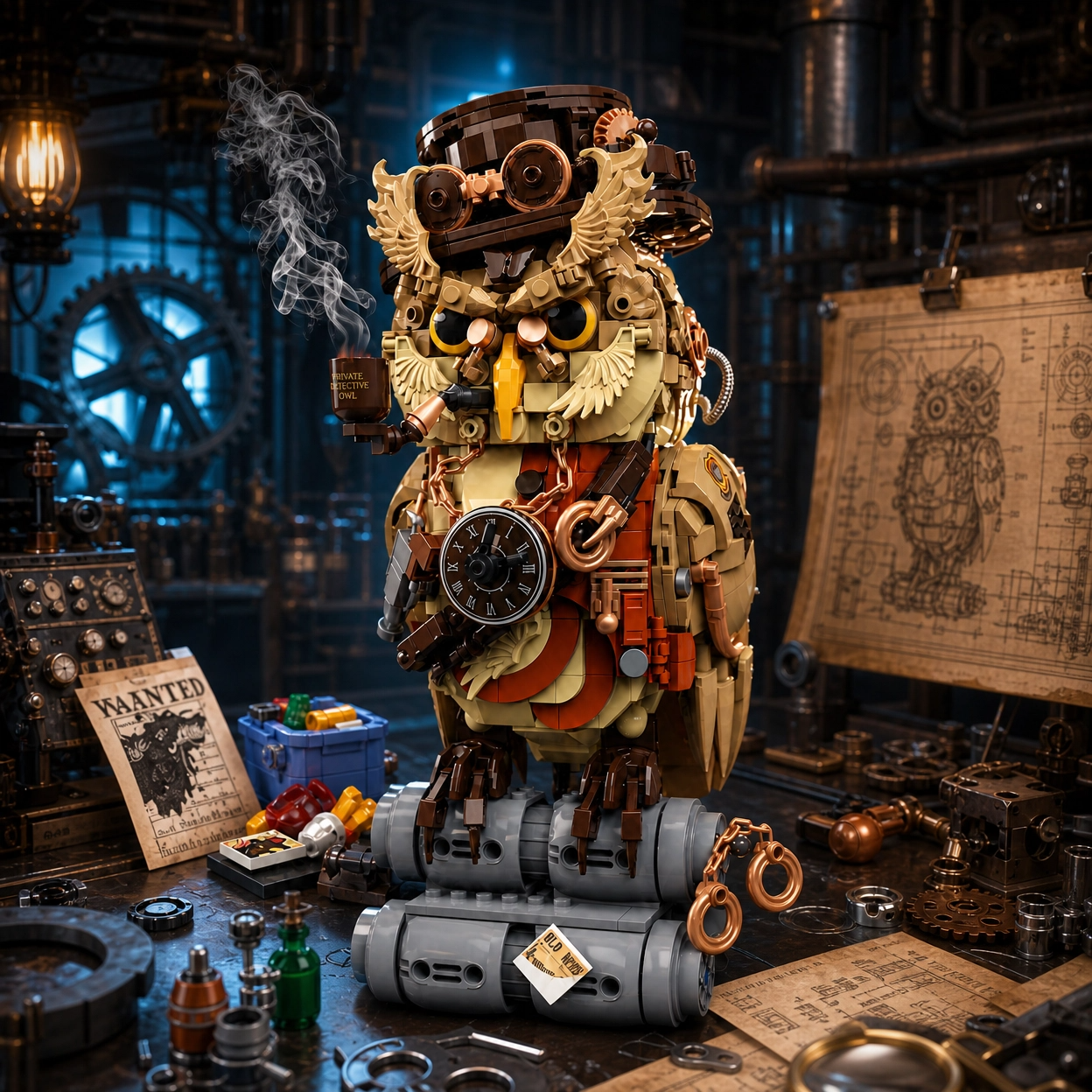 Private Detective Owl Building Blocks