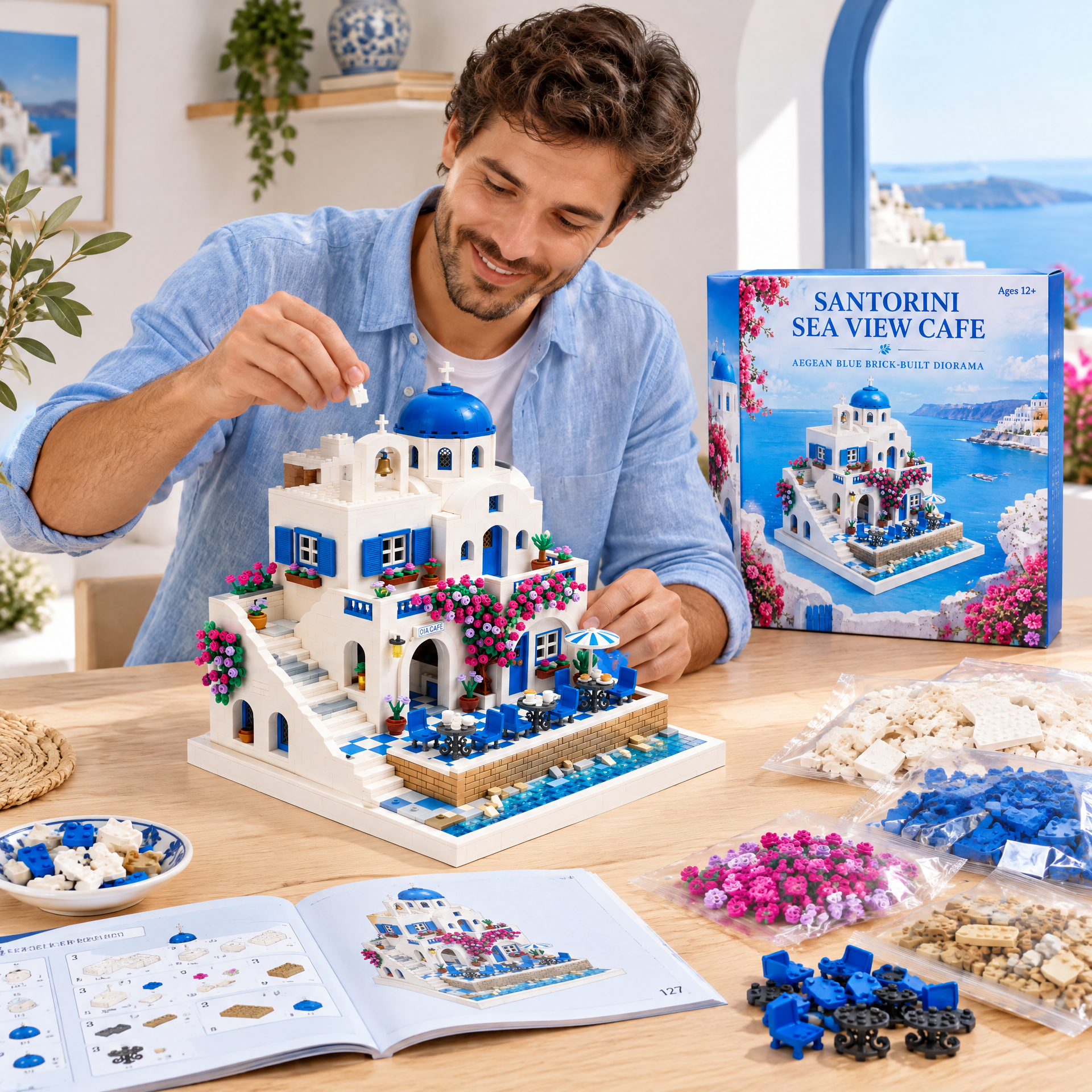 Santorini Sea View Cafe: Iconic Blue Dome Architecture