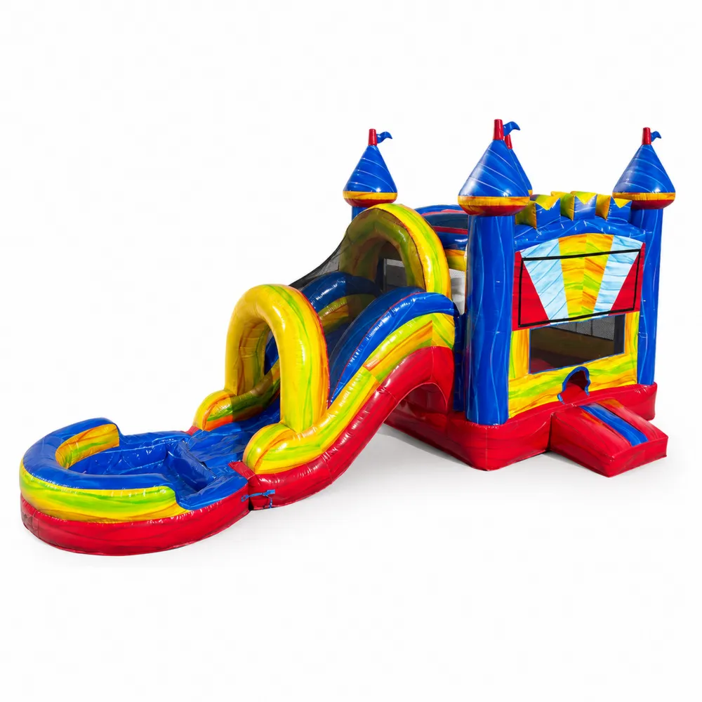 Castillo Hinchable de PVC Multicolor con Tobogán y Piscina