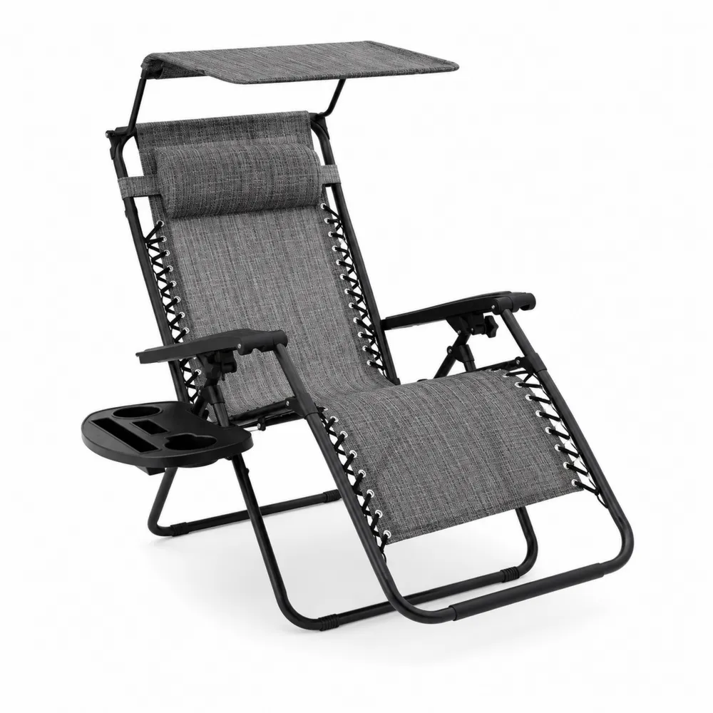 Silla Reclinable de Metal con Textilene y Techo Gris