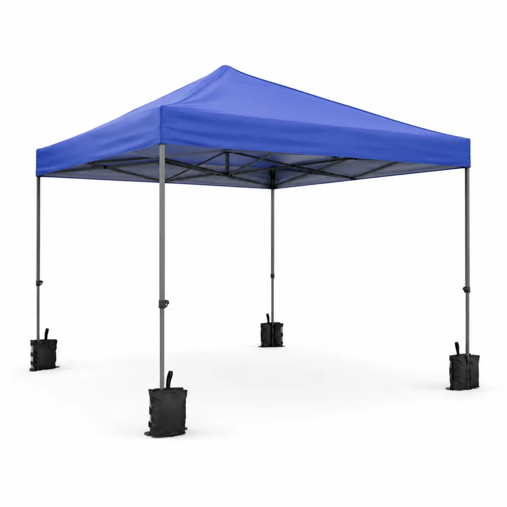 Carpa Plegable de Poliéster Azul con Estructura de Acero