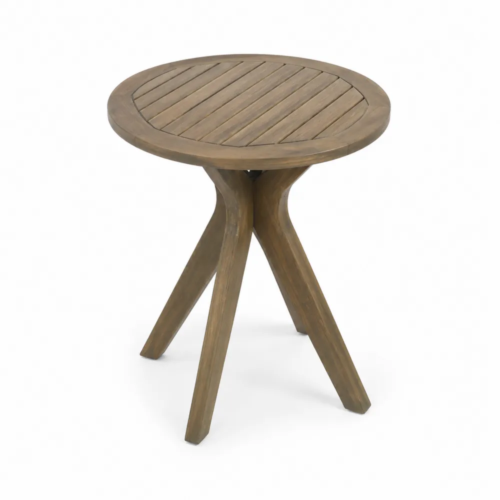 Mesa Redonda de Madera de Acacia 60 cm