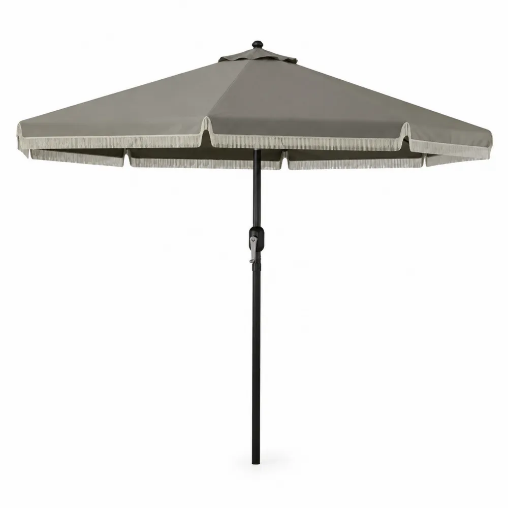 Sombrilla de jardín de poliéster y acero 200 cm Gris