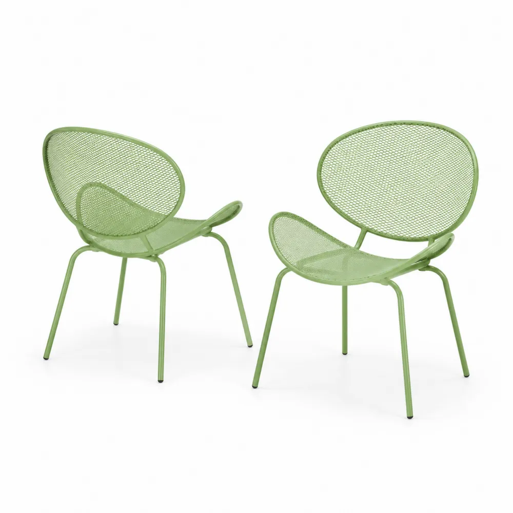 Conjunto de 2 Sillas de Metal Verdes para Exterior