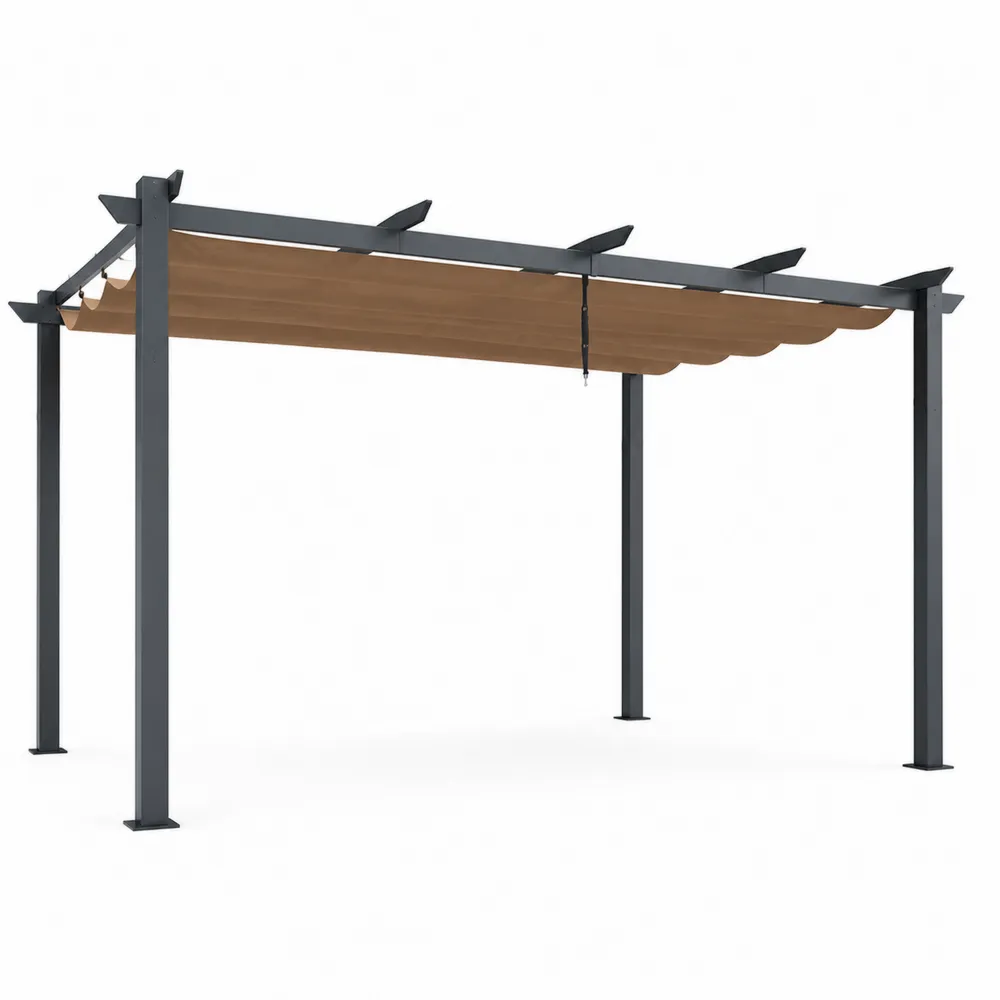 Pérgola de Aluminio Antracita con Toldo Ajustable 300x250 cm