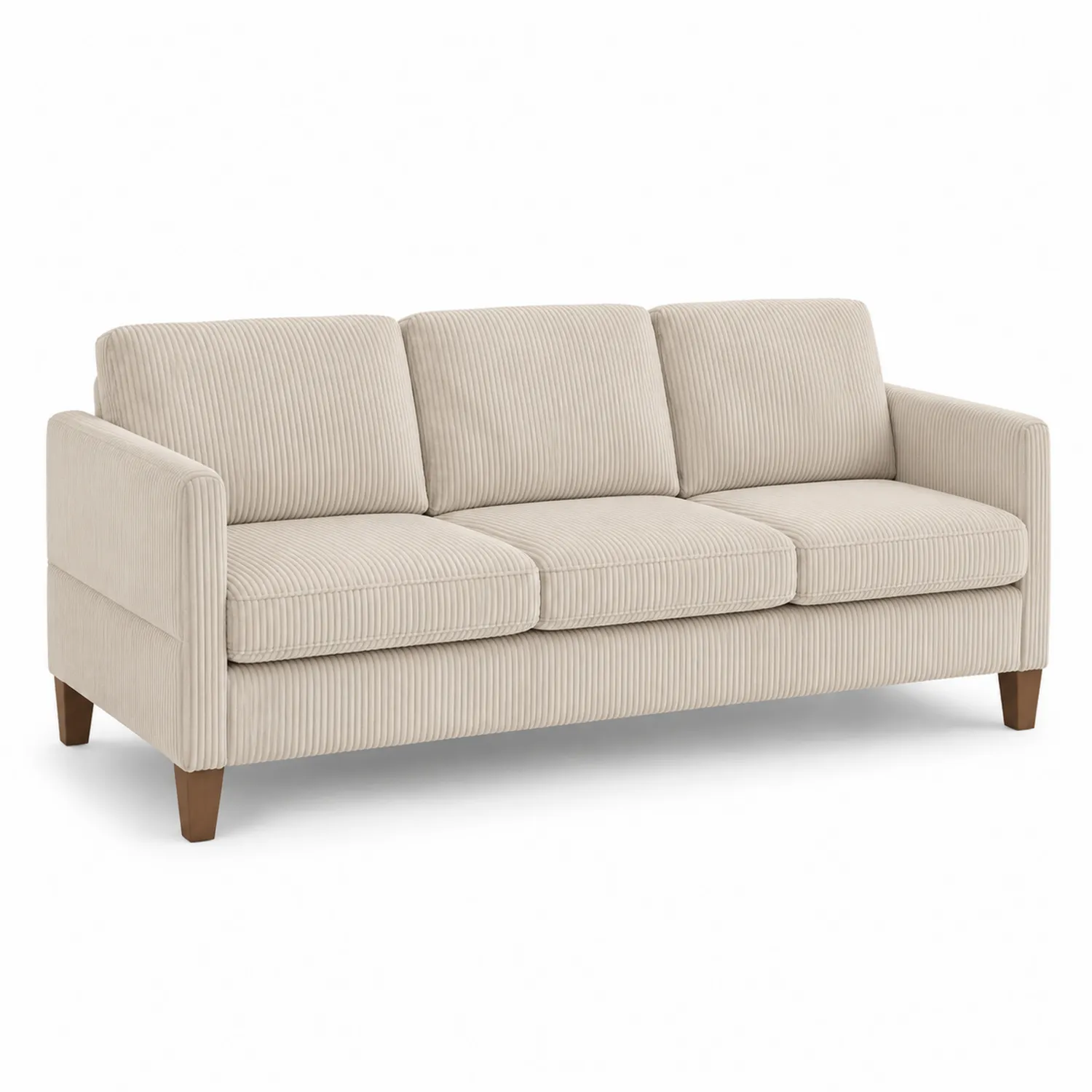 Sofa trzyosobowa z tkaniny sztruksowej beżowa 220 cm