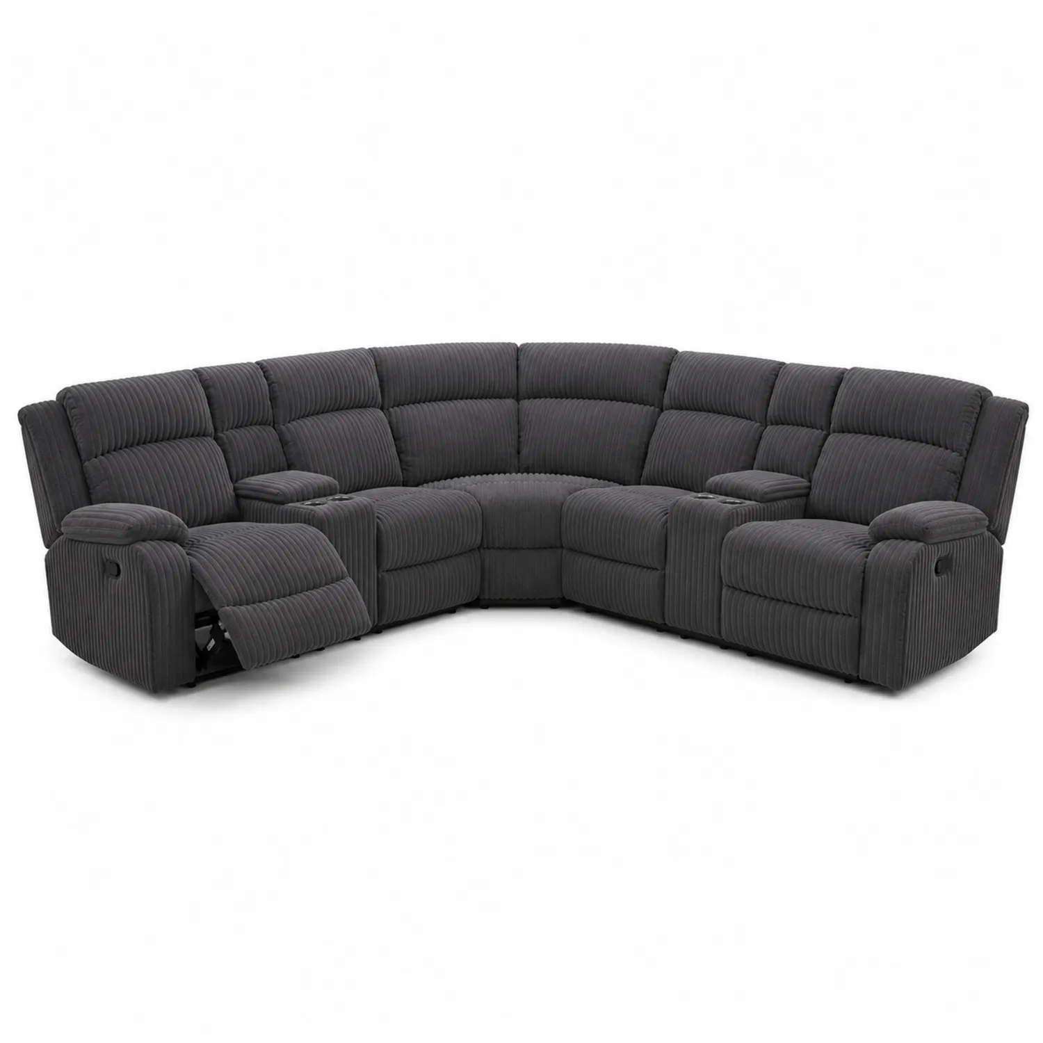 Modułowa sofa narożna z funkcją rozkładania, tkanina sztruksowa, grafitowa