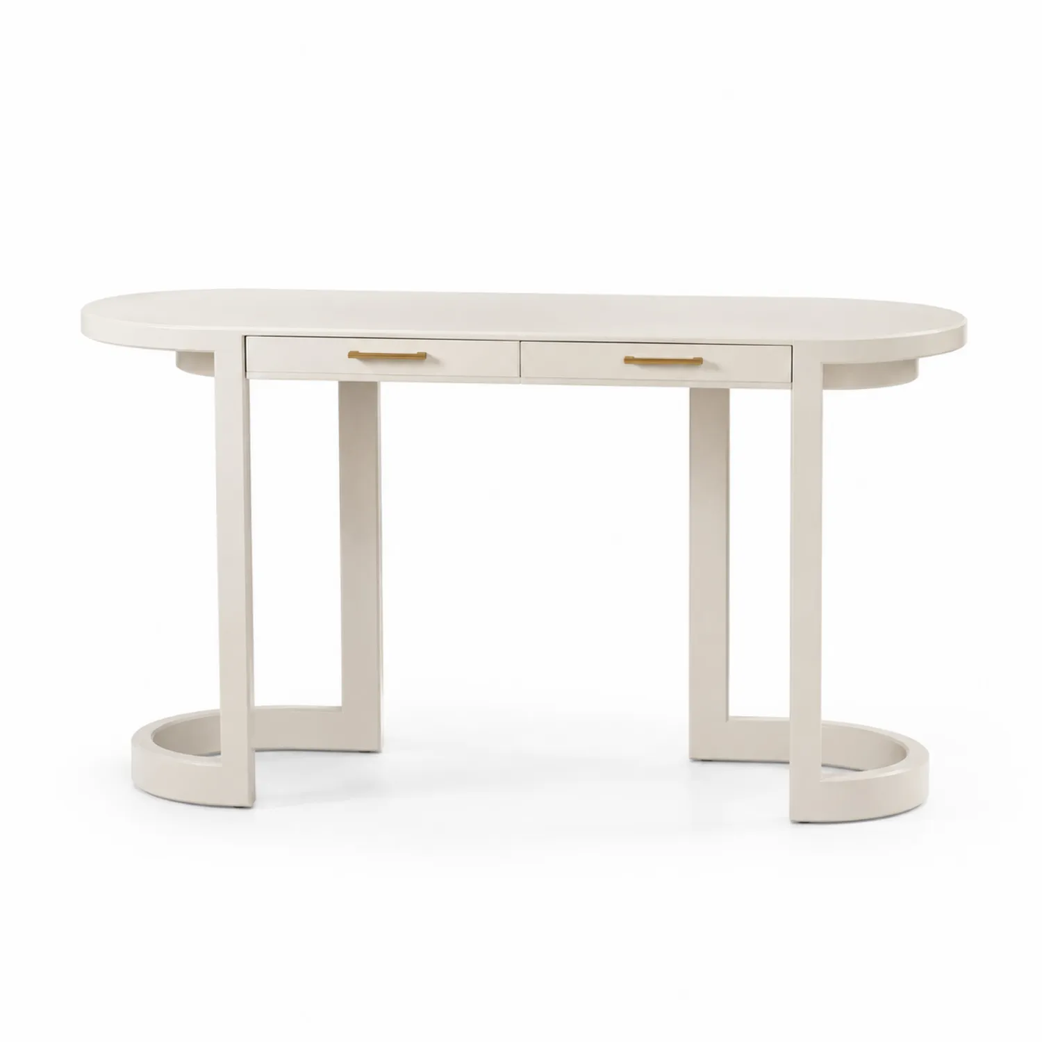 Stół konsolowy drewniany z uchwytami metalowymi 120 cm Biały