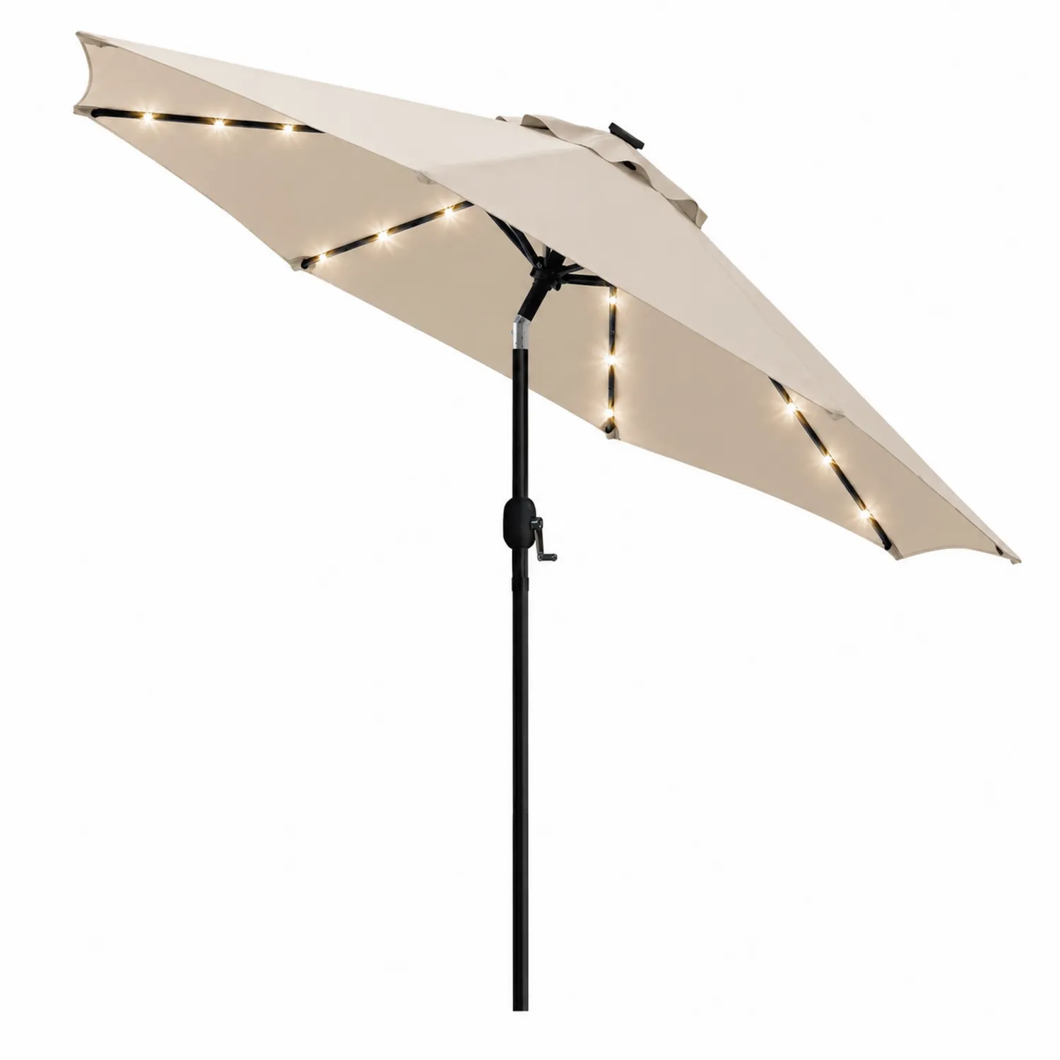 Parasol ogrodowy okrągły 270 cm poliester LED Beżowy