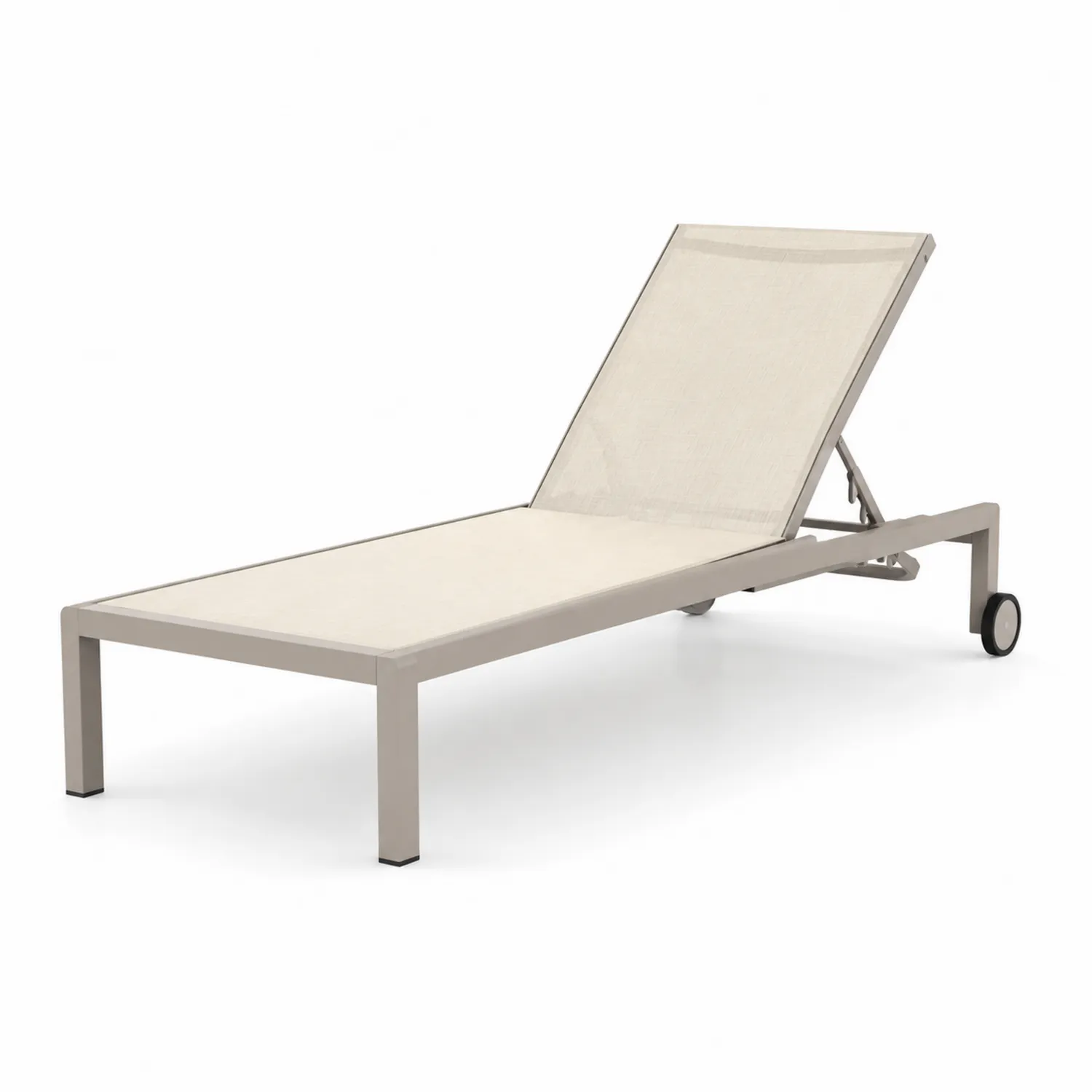 Leżak ogrodowy aluminiowy z tkaniny mesh, Beżowy, 190 cm
