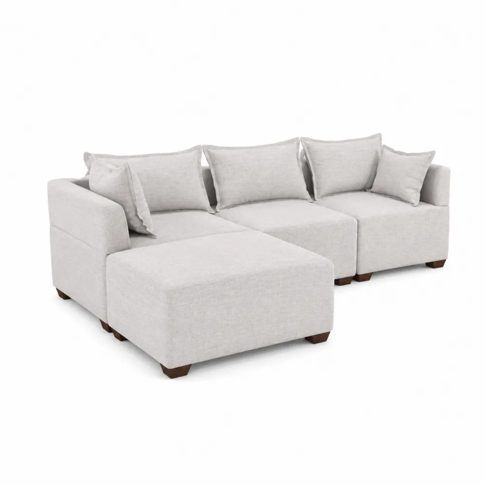 Sofá seccional modular de tela gris 250cm