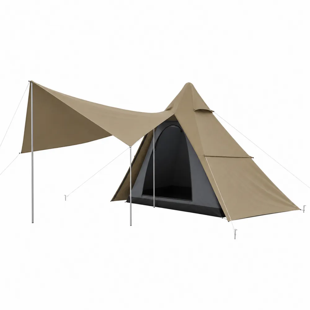 Tienda de campaña tipi de poliéster impermeable 4-6 personas 220 cm Arena