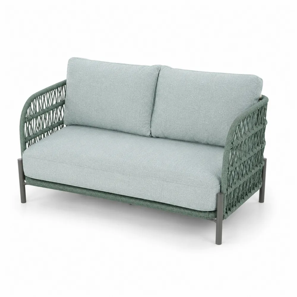Sofá de Aluminio y Cuerda Sintética Verde Claro de 128 cm
