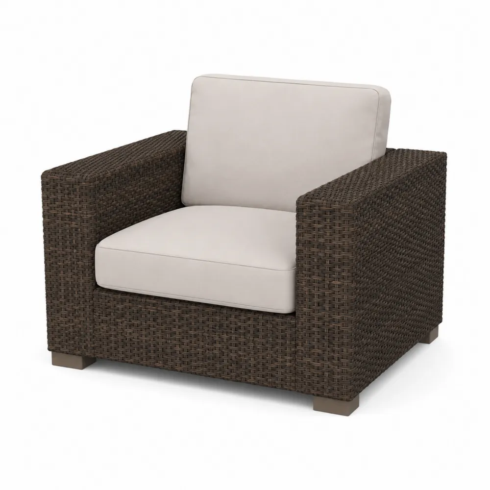 Sillón de Ratán Sintético con Cojines de Poliéster Beige 85x85x70 cm