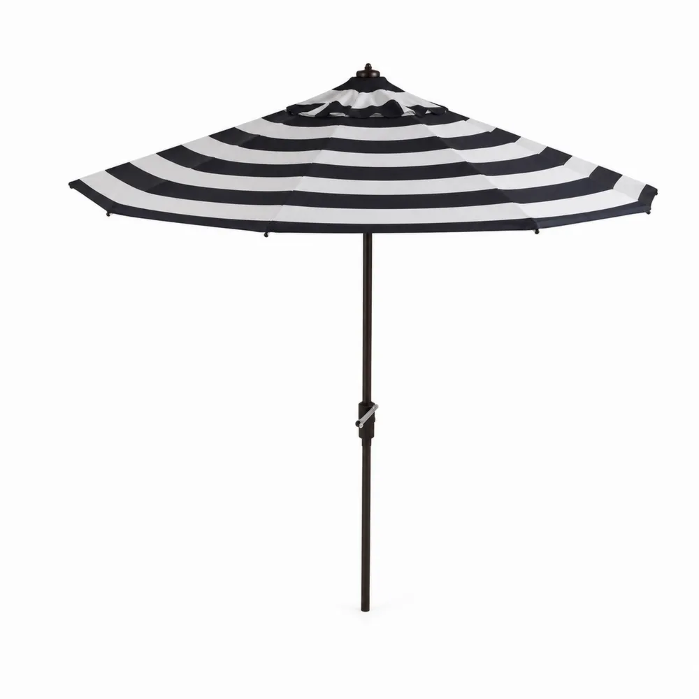 Sombrilla de aluminio con tela de poliéster a rayas blancas y negras 270 cm