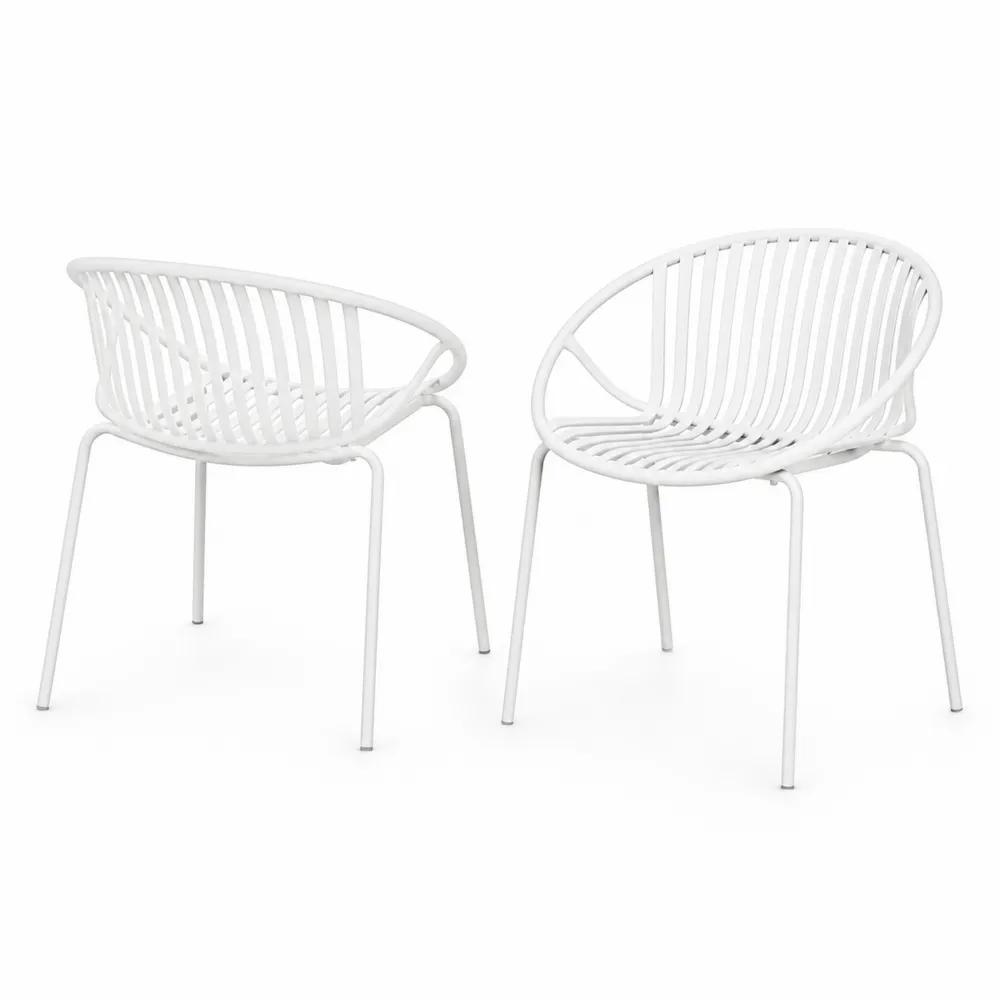 Conjunto de 2 sillas de metal para exterior Blancas