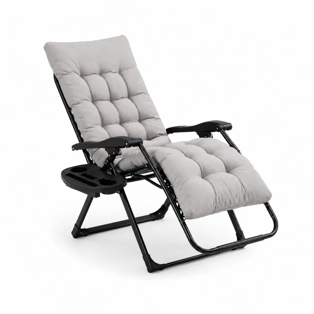 Sillón reclinable de metal con cojín gris