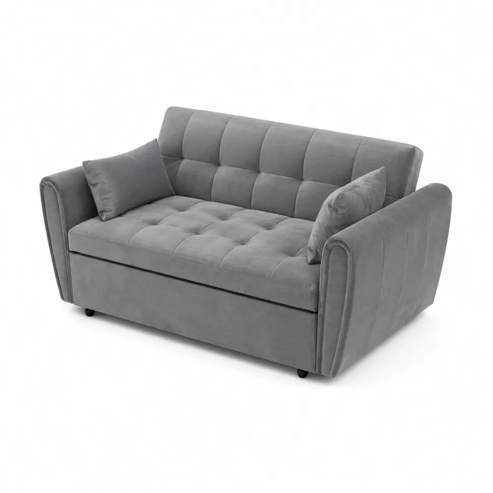 Sofá loveseat de terciopelo gris 150x80x85 cm