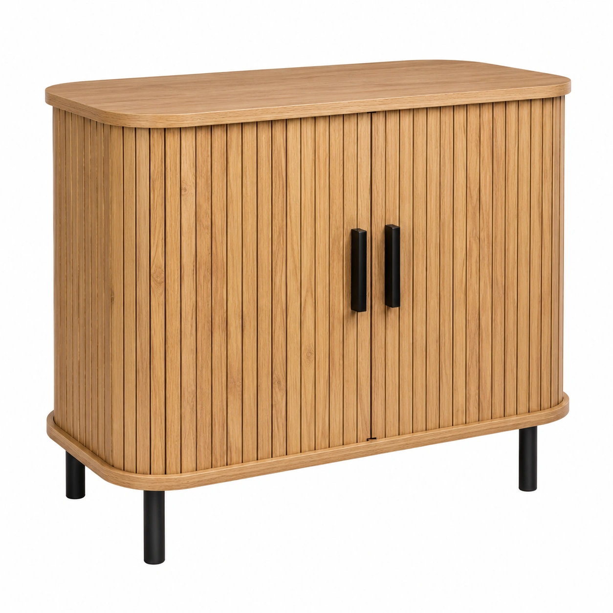 Armario compacto moderno de madera con puertas curvas y acabado nordico-Meubora