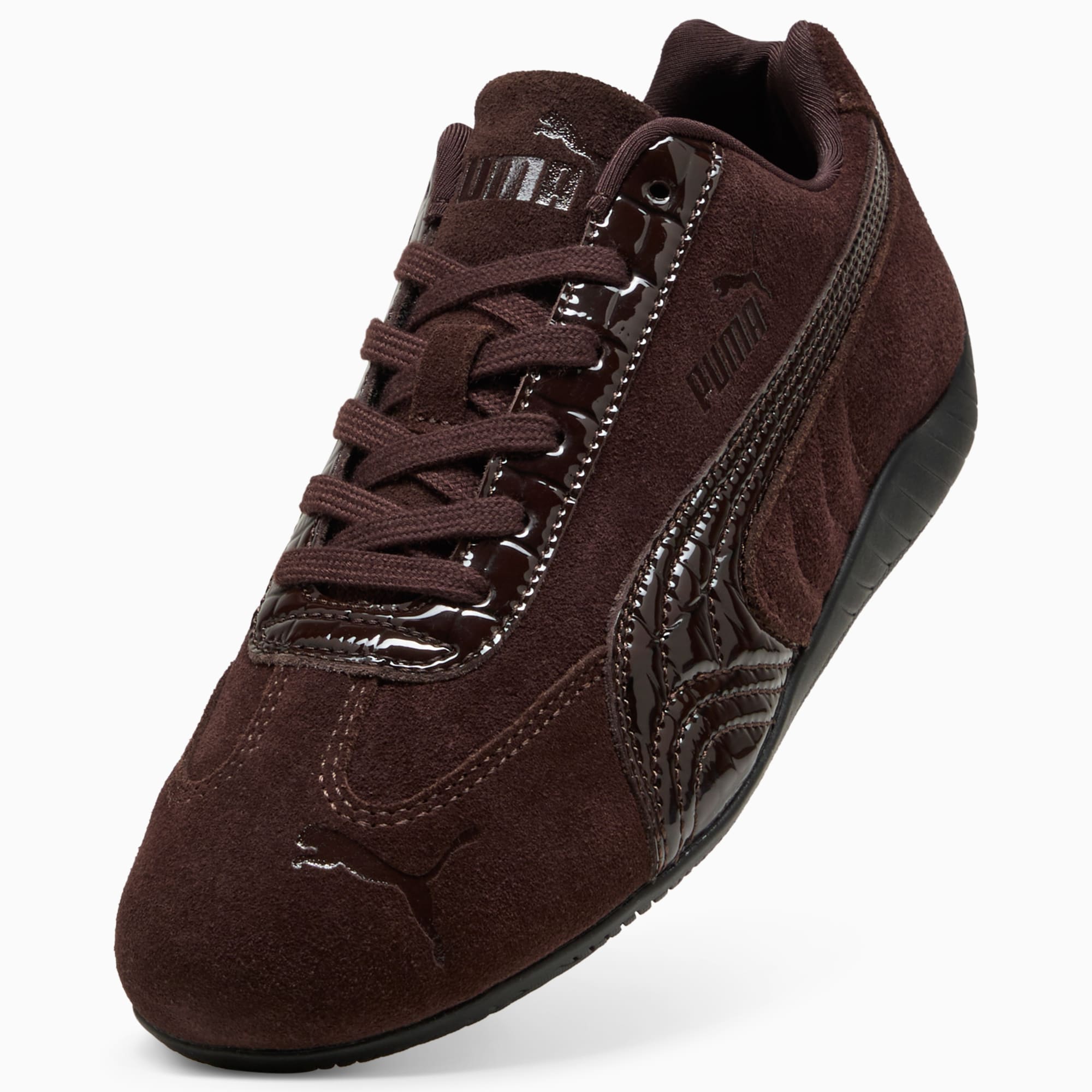 ウィメンズ スピードキャット プレミアム エンボス レザー スニーカー, Chocolate Fondue-PUMA Black, extralarge-JPN