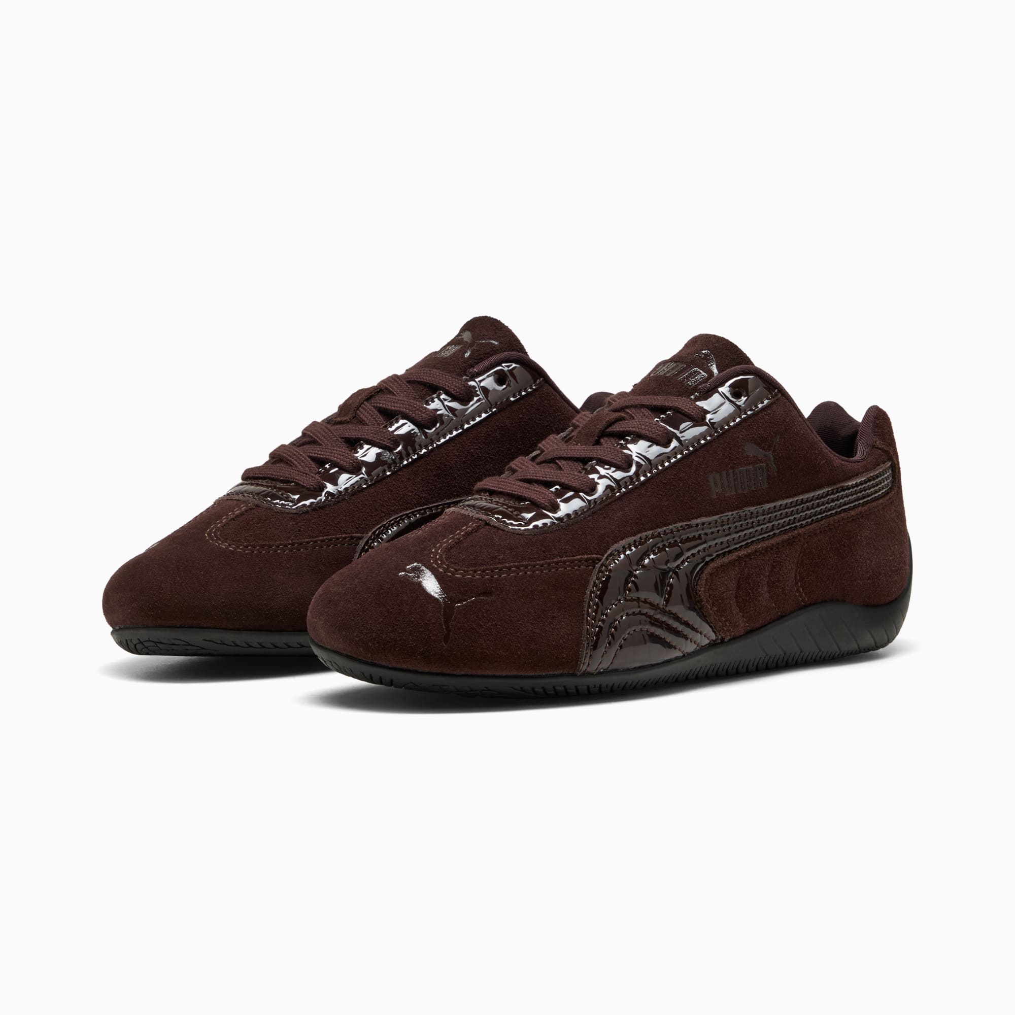 ウィメンズ スピードキャット プレミアム エンボス レザー スニーカー, Chocolate Fondue-PUMA Black, extralarge-JPN