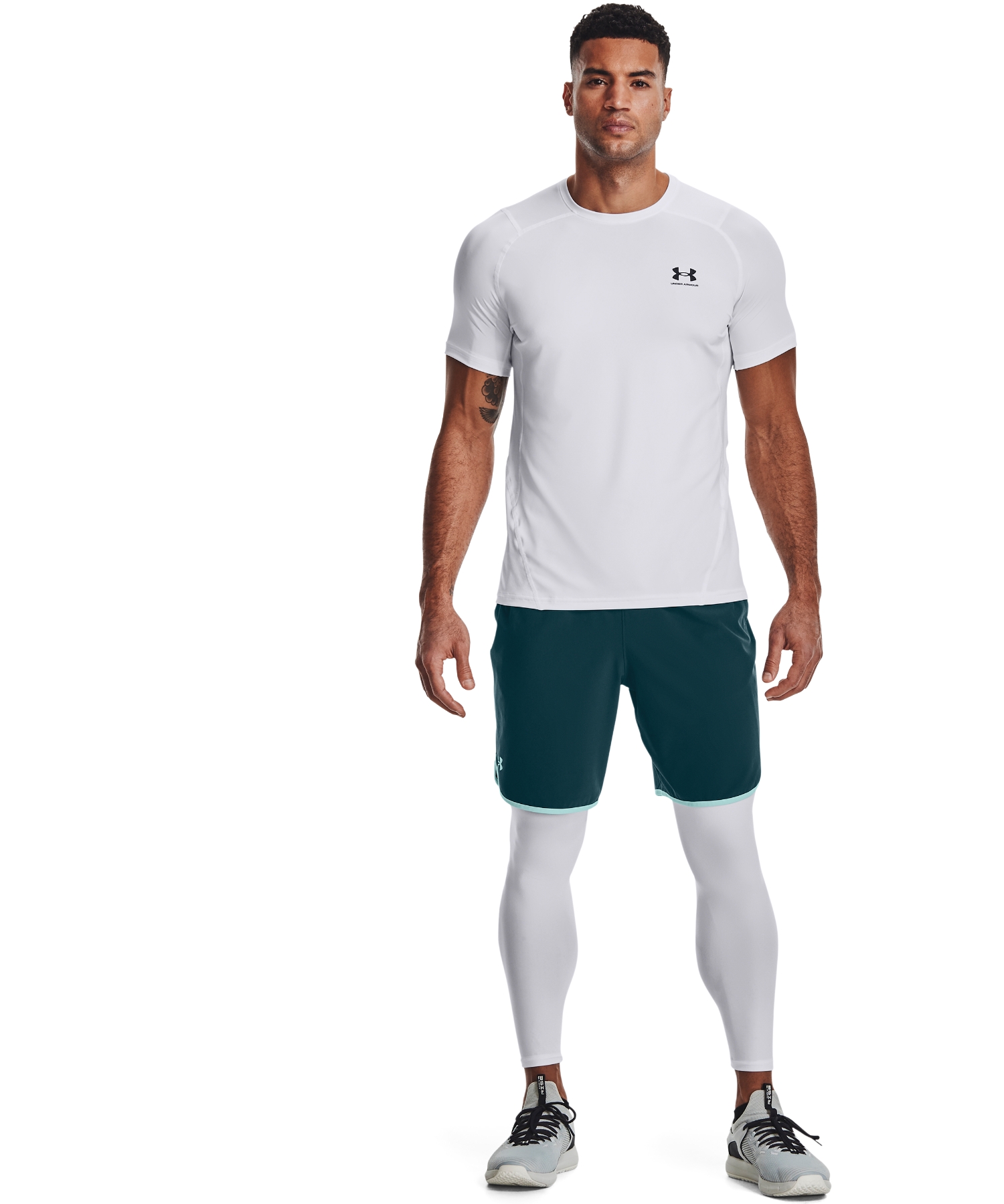 UAヒートギアアーマー レギンス（トレーニング/MEN） White / Black(100)