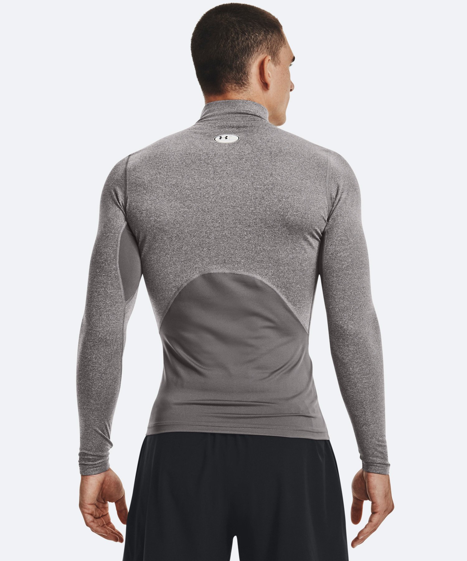 UAコールドギアアーマー コンプレッション ロングスリーブ モックネック シャツ（トレーニング/MEN） Charcoal Light Heather(020)