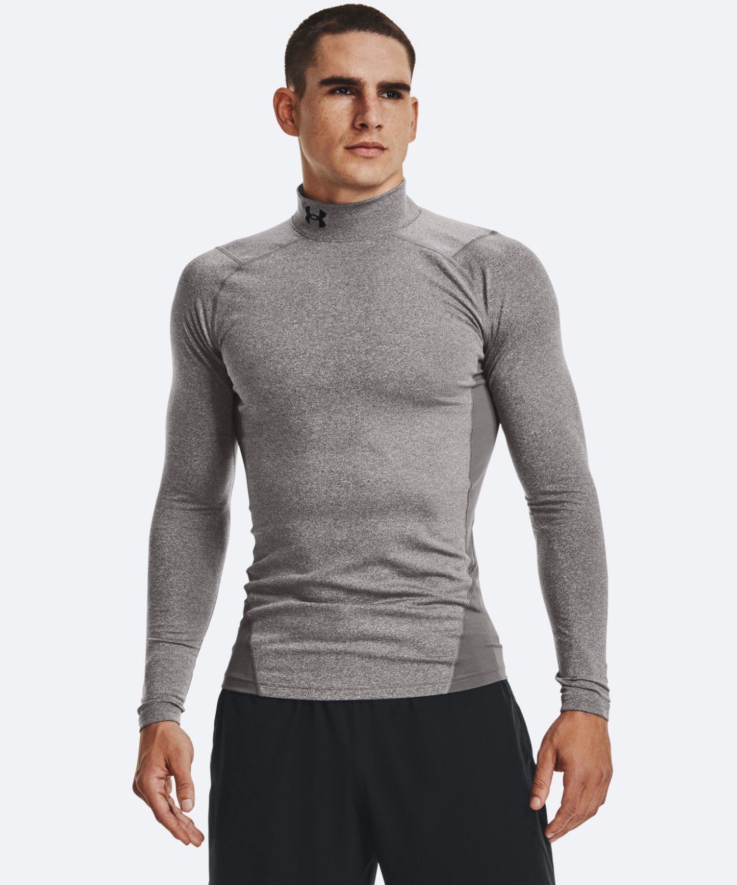 UAコールドギアアーマー コンプレッション ロングスリーブ モックネック シャツ（トレーニング/MEN） Charcoal Light Heather(020)