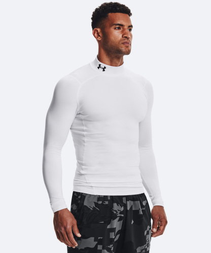 UAコールドギアアーマー コンプレッション ロングスリーブ モックネック シャツ（トレーニング/MEN） White / Black(100)