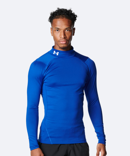 UAコールドギアアーマー コンプレッション ロングスリーブ モックネック シャツ（トレーニング/MEN） Royal / White(400)