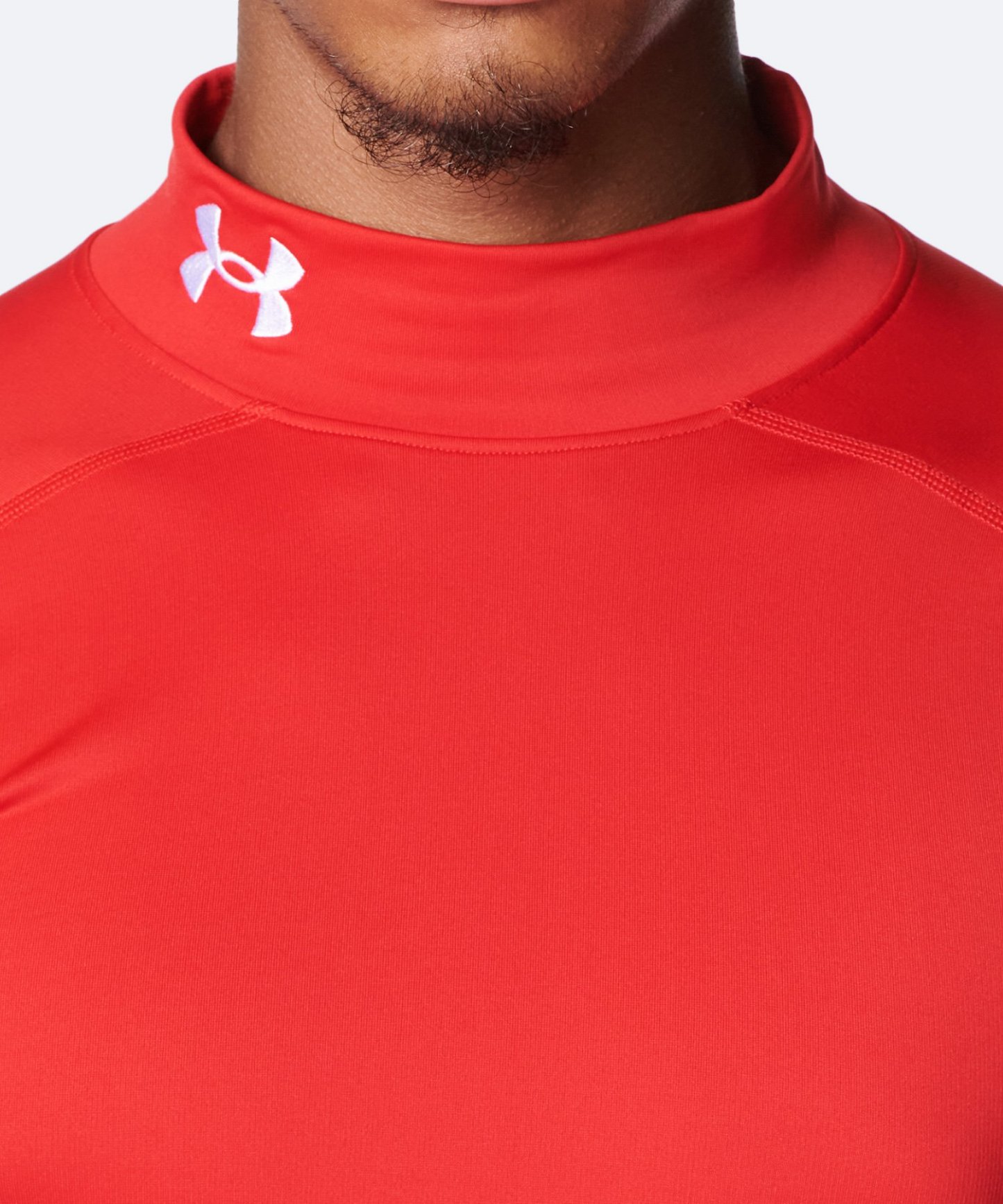 UAコールドギアアーマー コンプレッション ロングスリーブ モックネック シャツ（トレーニング/MEN） Red / White(600)