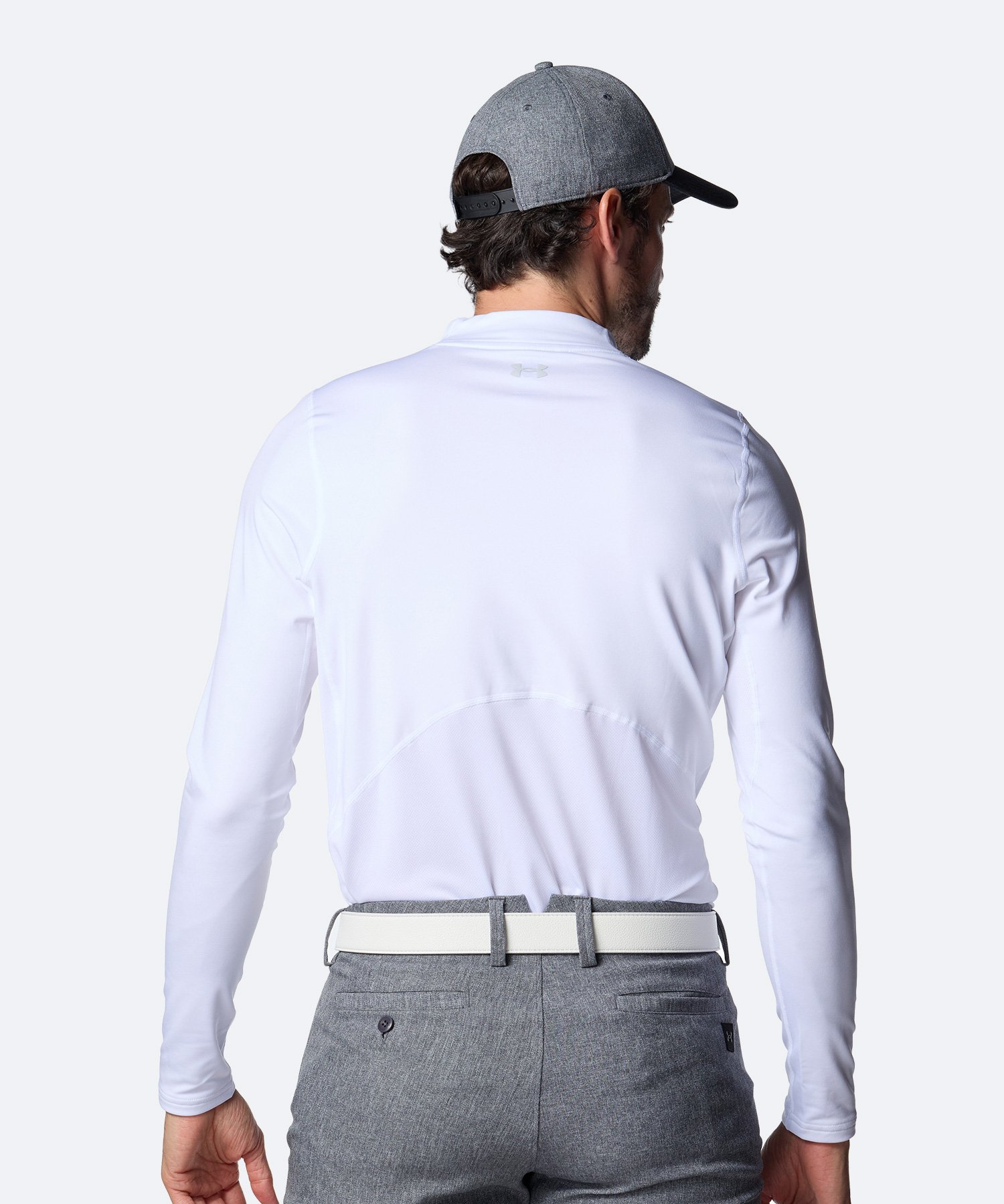 UAコールドギア フィッティド ロングスリーブ モックネック シャツ（ゴルフ/MEN） White / Halo Gray(100)